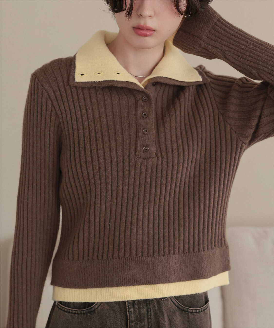 titivate「レイヤード風配色ハイネックニット」|ニット・セーター|
