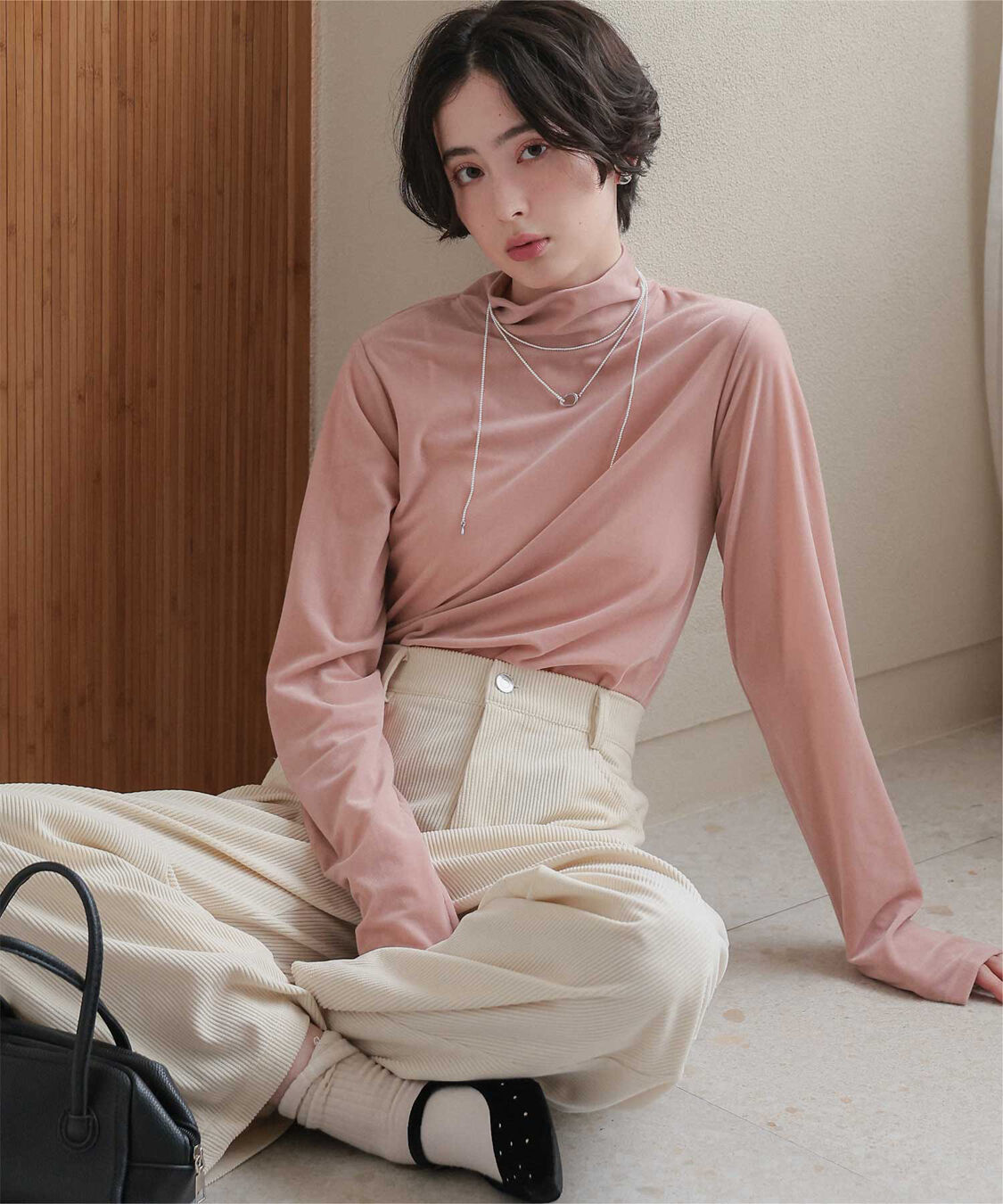 titivate「シアーベロアハイネックロングTシャツ」|Tシャツ・カットソー|