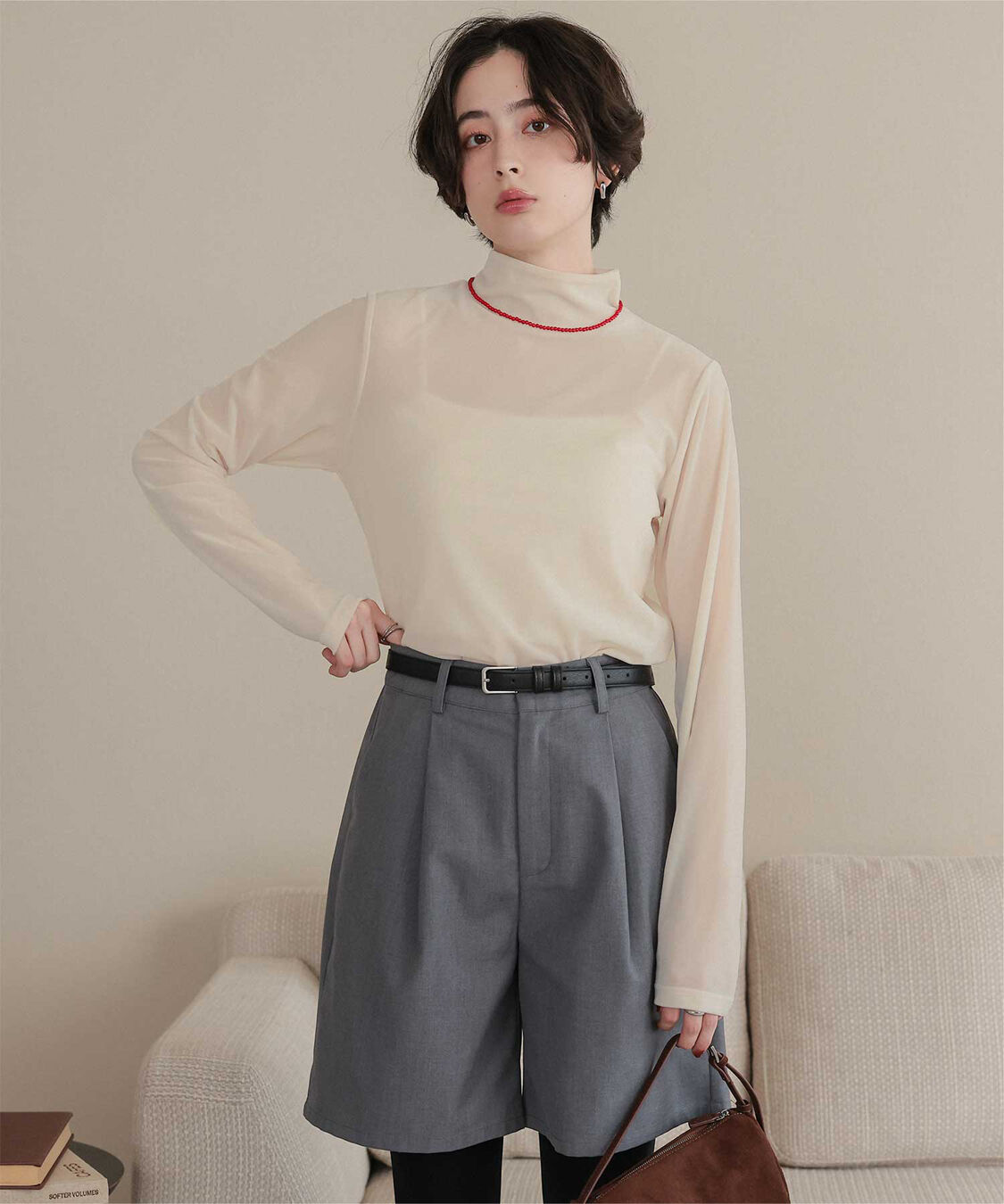 titivate「シアーベロアハイネックロングTシャツ」|Tシャツ・カットソー|