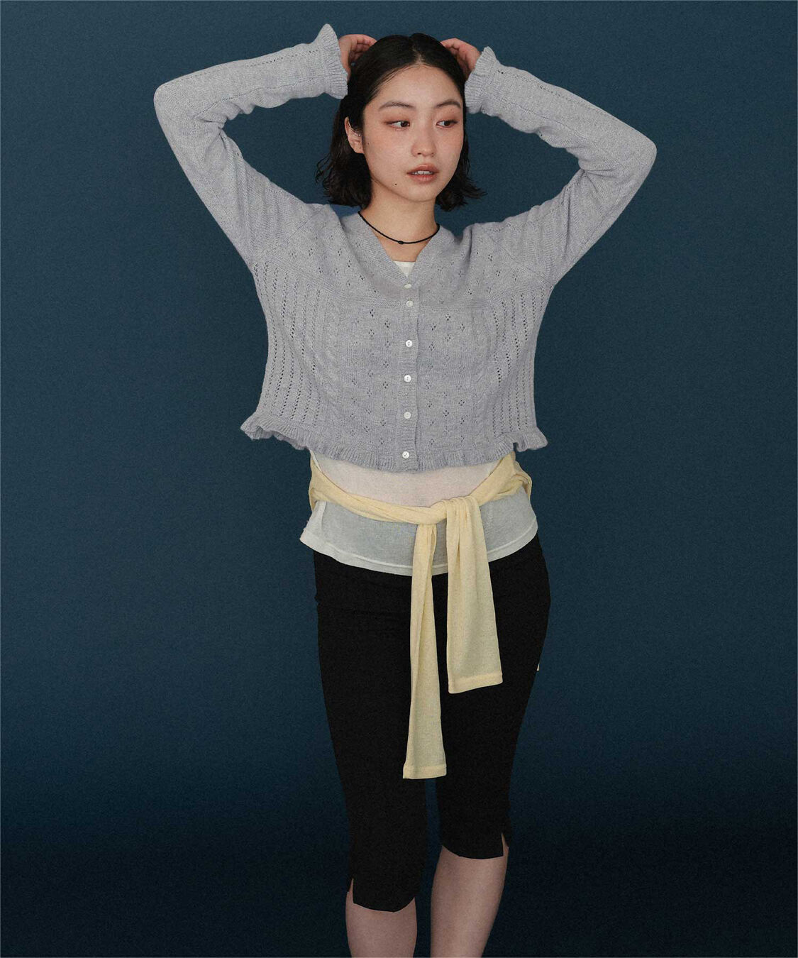 miette「アイレット柄Vネックショートニットカーディガン」|ニット・セーター|