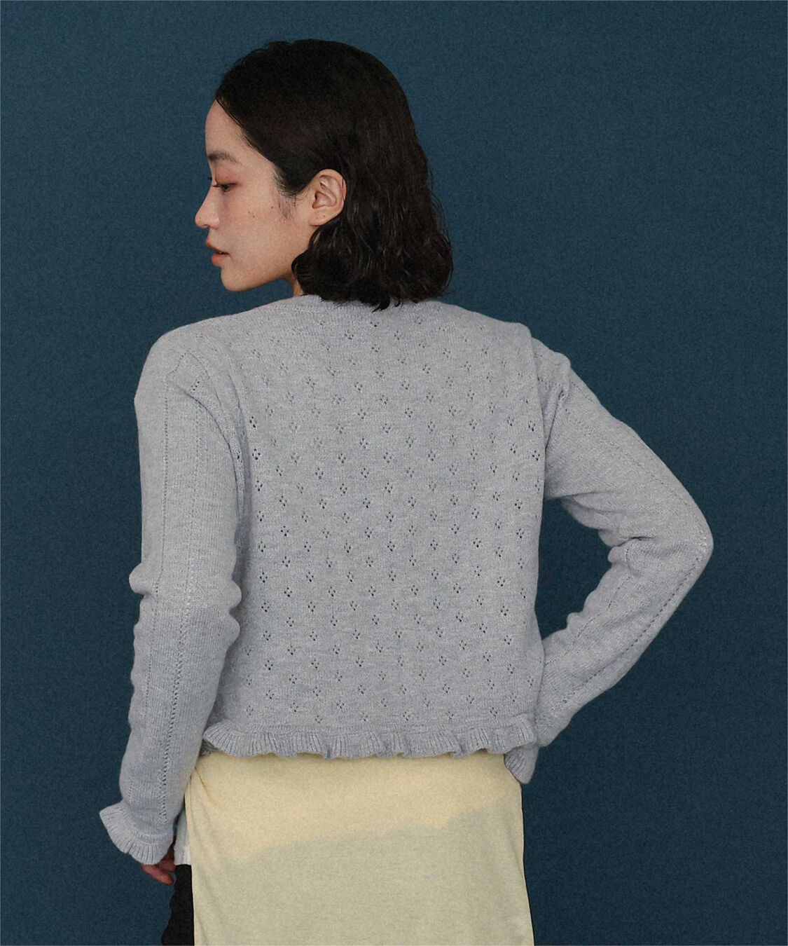 miette「アイレット柄Vネックショートニットカーディガン」|ニット・セーター|