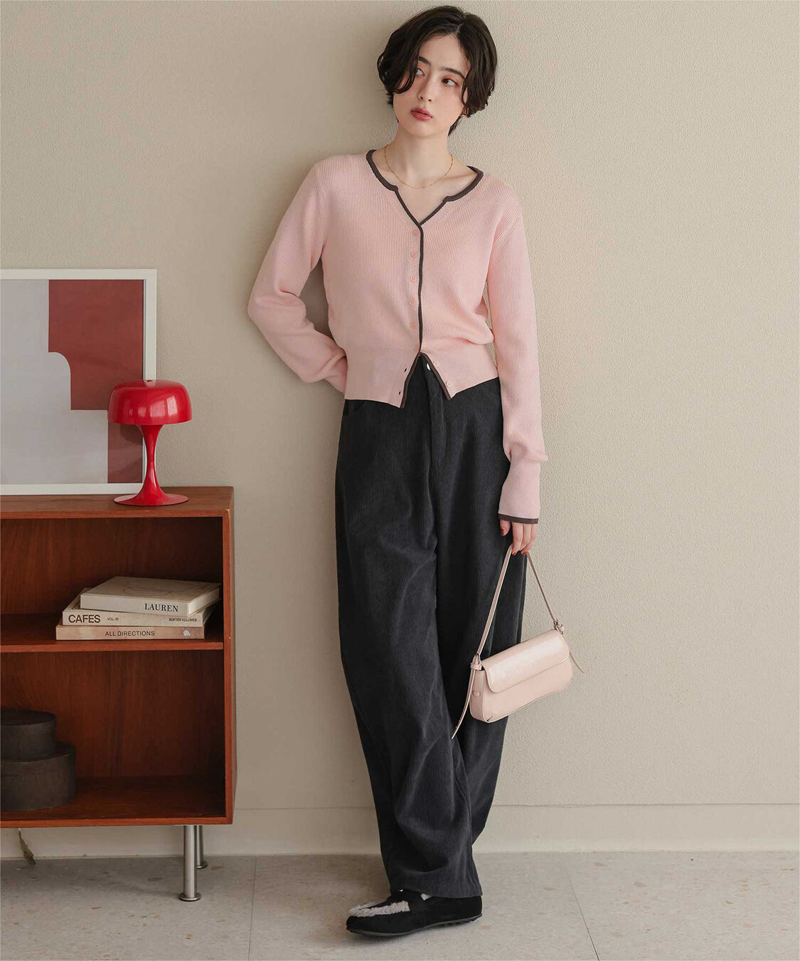 titivate「【赤埴奈津子さんコラボアイテム】キーネックリブニットカーディガン」|ニット・セーター|