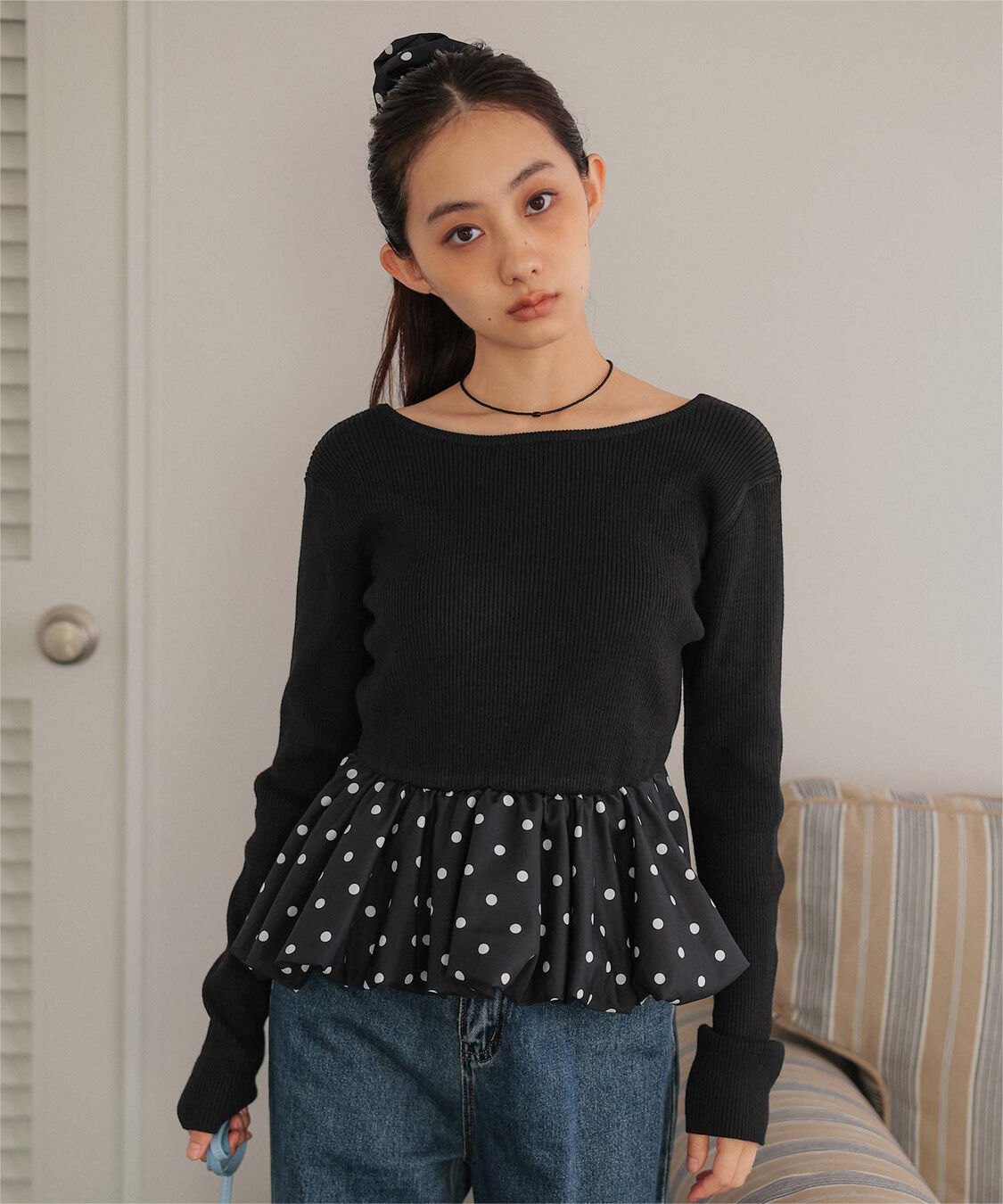 miette「シュシュセットペプラムドッキングニット」|ニット・セーター|