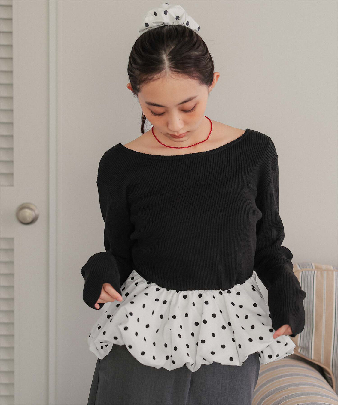 miette「シュシュセットペプラムドッキングニット」|ニット・セーター|