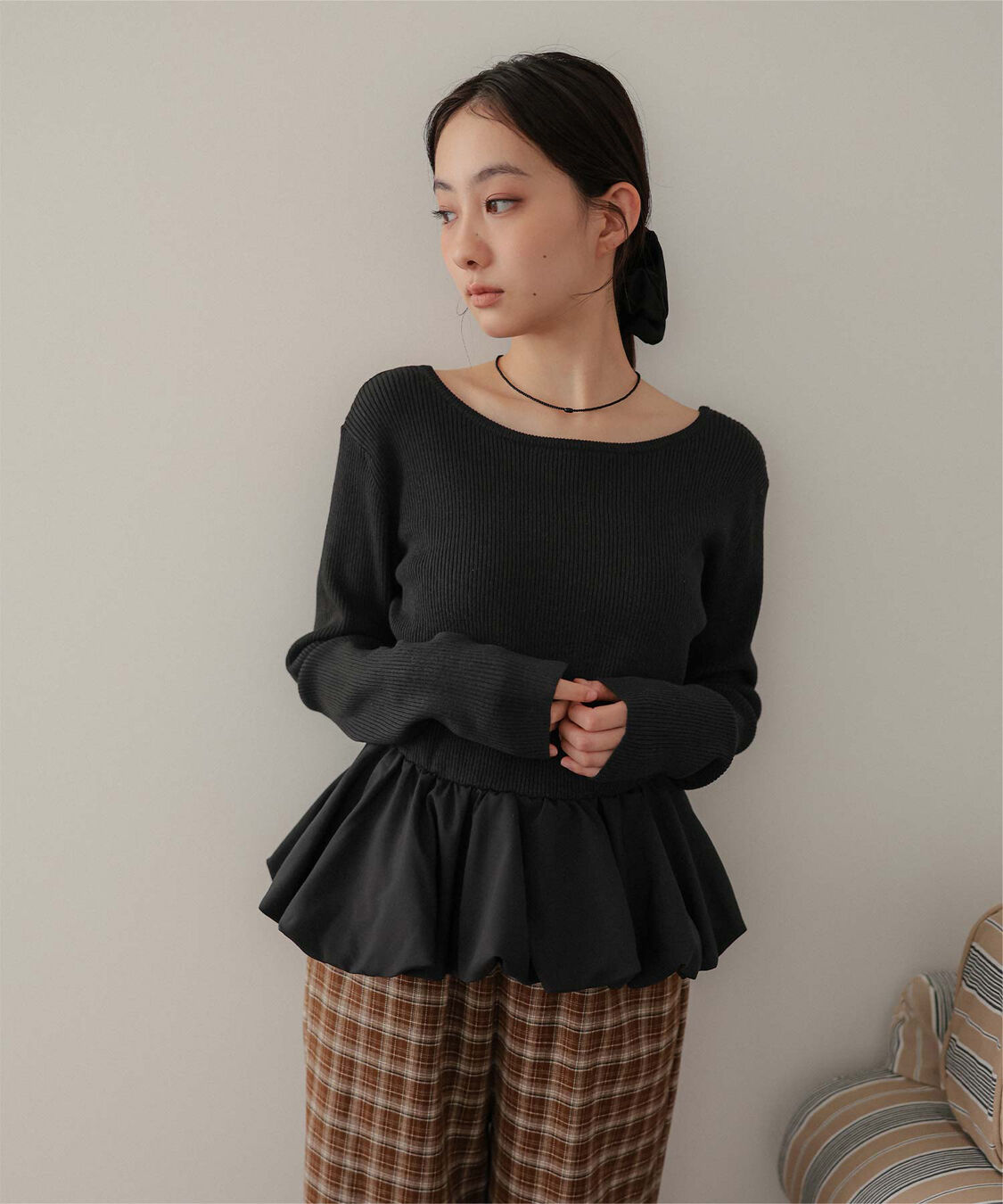 miette「シュシュセットペプラムドッキングニット」|ニット・セーター|