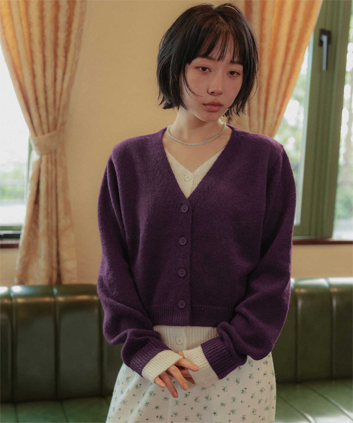 miette「レイヤードライクVネックニットカーディガン」|ニット・セーター|