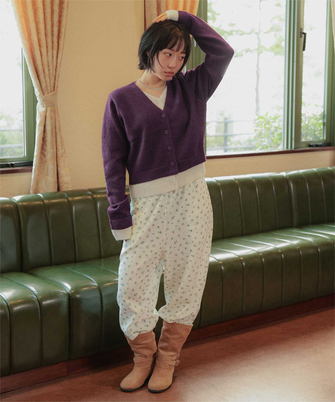 miette「レイヤードライクVネックニットカーディガン」|ニット・セーター|