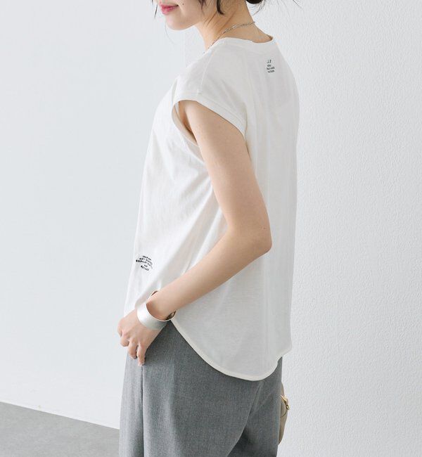  「【汗ジミ防止加工】ワンポイントロゴ刺繍フレンチスリーブTシャツ」|Tシャツ・カットソー|