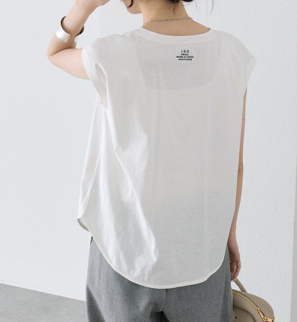  「【汗ジミ防止加工】ワンポイントロゴ刺繍フレンチスリーブTシャツ」|Tシャツ・カットソー|