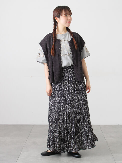 Samansa Mos2「三角ストール付カットワーク刺繍Tシャツ」|Tシャツ・カットソー|