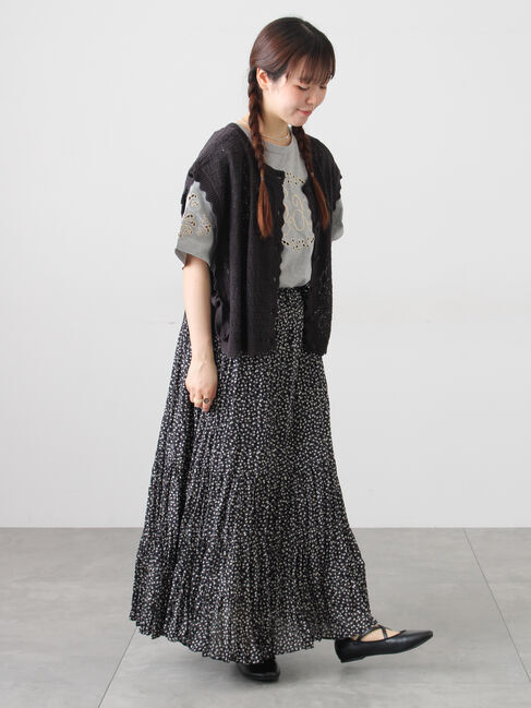 Samansa Mos2「三角ストール付カットワーク刺繍Tシャツ」|Tシャツ・カットソー|