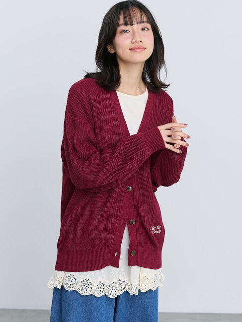 Samansa Mos2「ポイント刺繍Vネックカーディガン」|カーディガン|