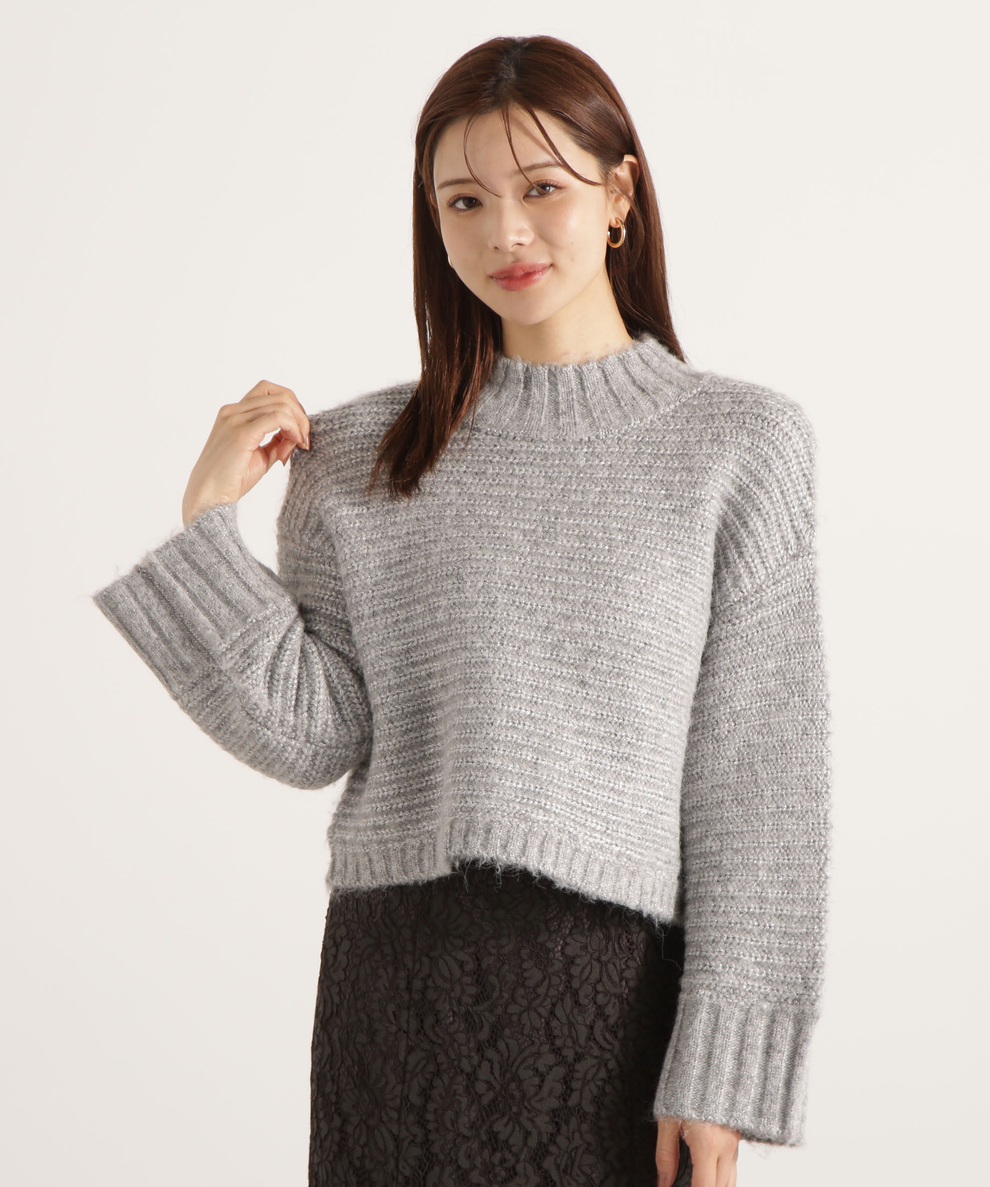 PROPORTION BODY DRESSING「ウールブレンドスタンドカラー畔ニット 25AW」|ニット・セーター|
