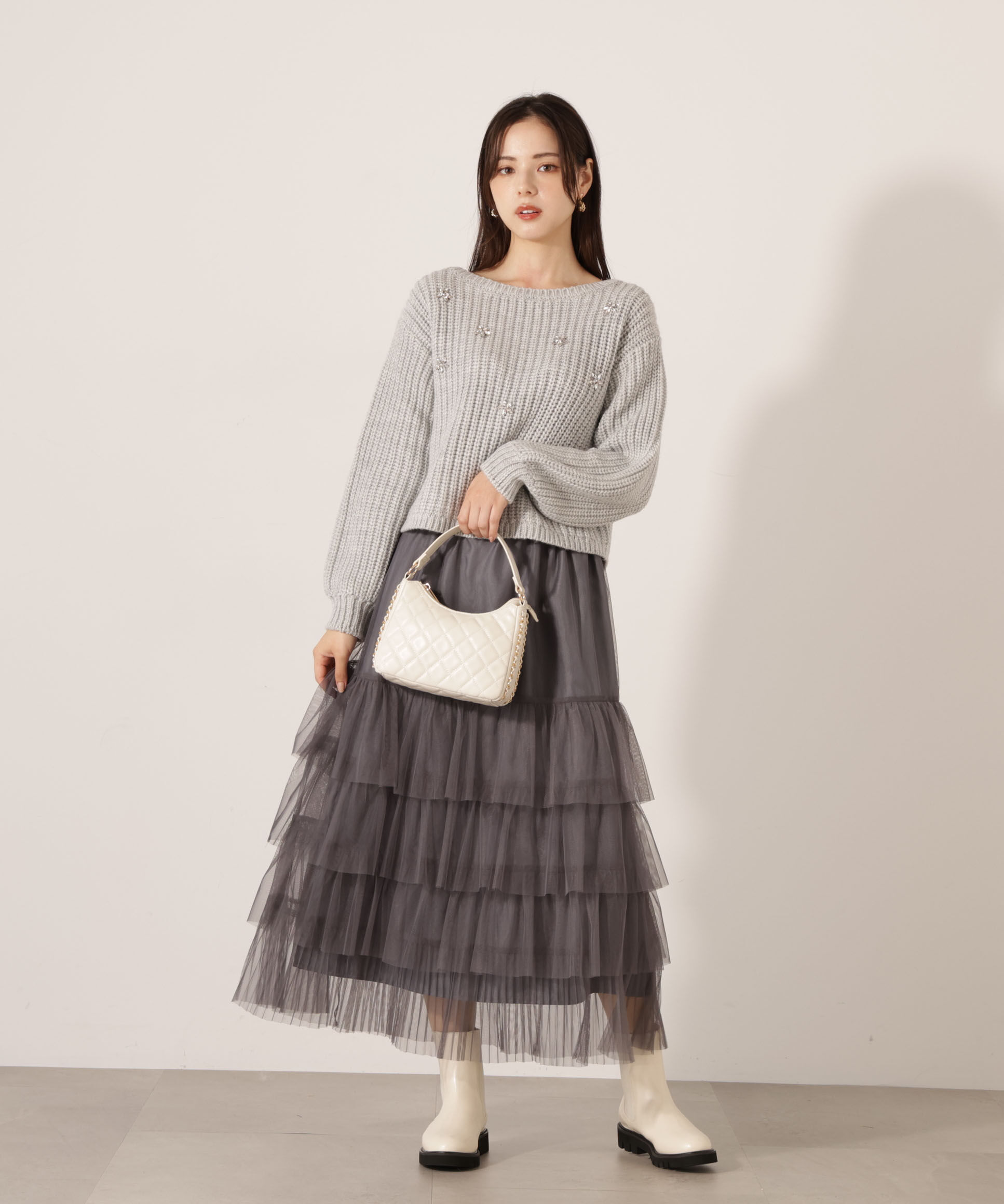 PROPORTION BODY DRESSING「部分プリーツティアードスカート　25AW」|スカート|