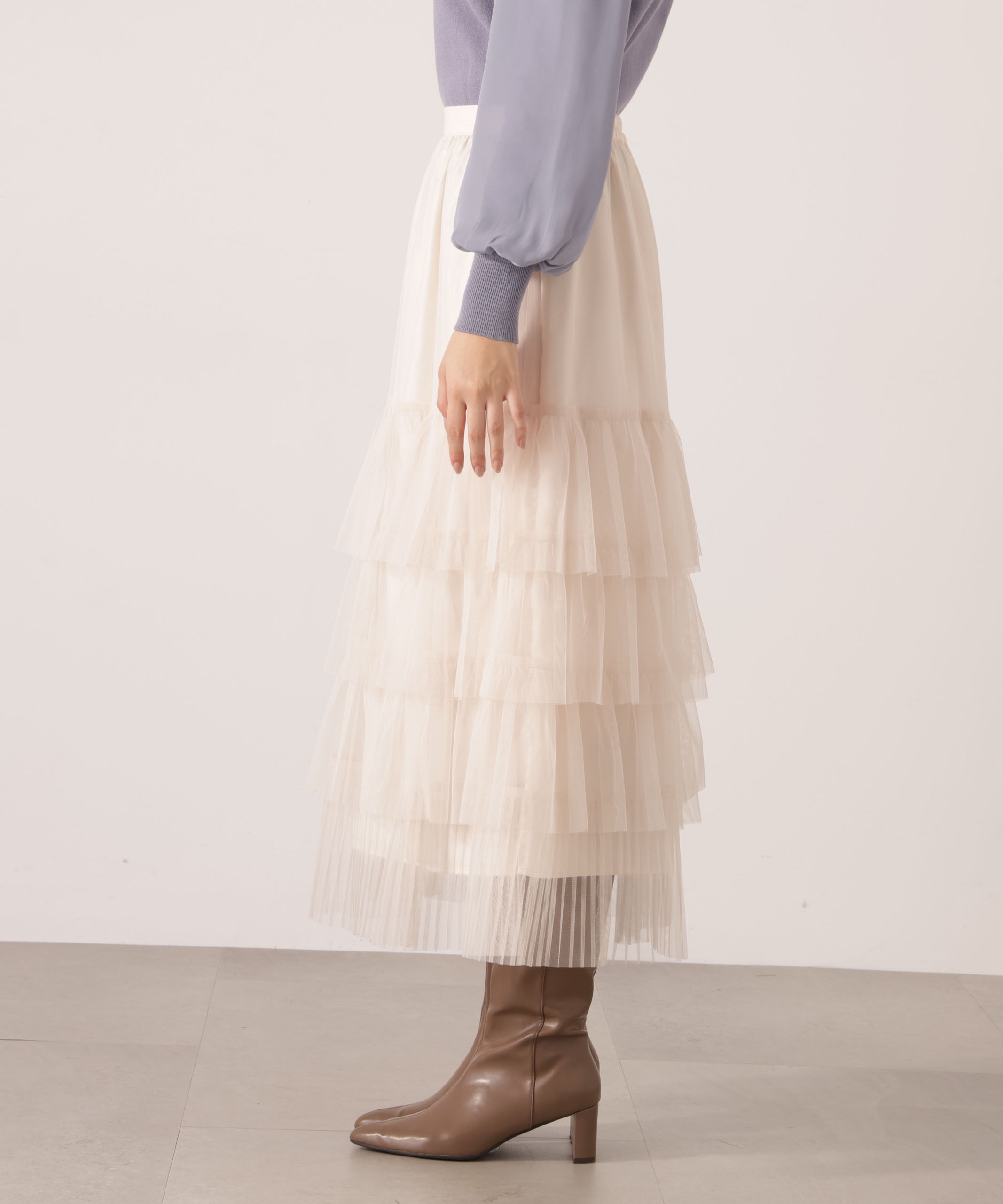 PROPORTION BODY DRESSING「部分プリーツティアードスカート　25AW」|スカート|
