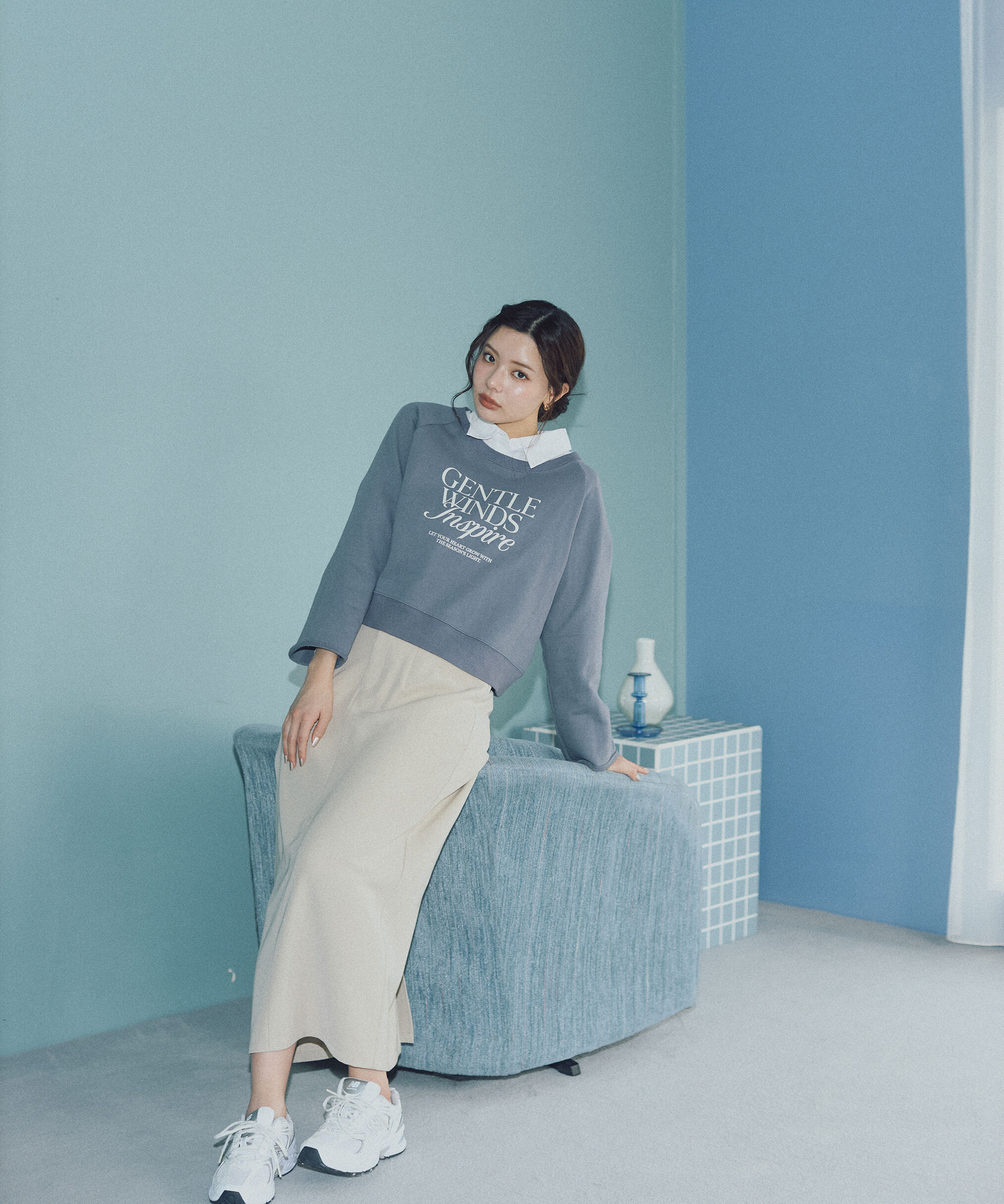 PROPORTION BODY DRESSING「＜ウォッシャブル＞〈a/mie〉ラグランロゴトップス　26SS」|Tシャツ・カットソー|