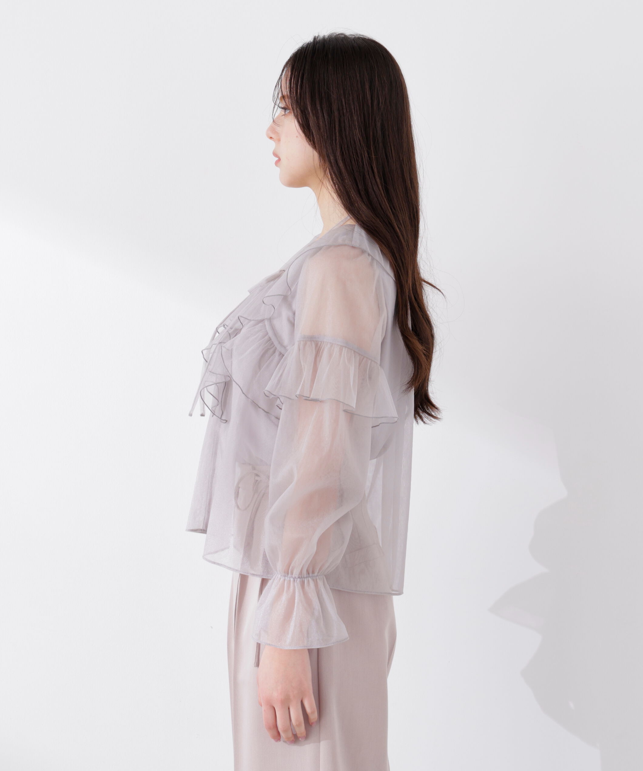 PROPORTION BODY DRESSING「チュールラッフルブラウス　26SS」|シャツ・ブラウス|