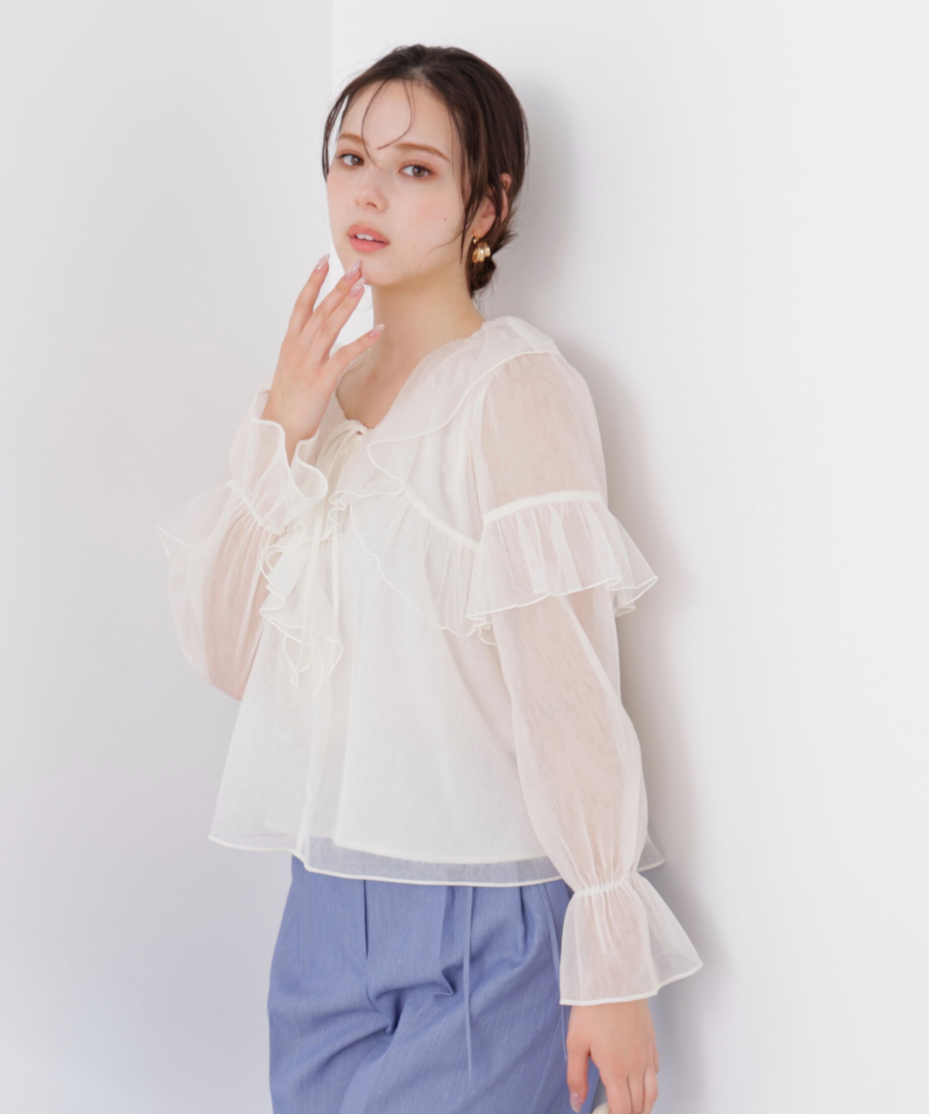 PROPORTION BODY DRESSING「チュールラッフルブラウス　26SS」|シャツ・ブラウス|