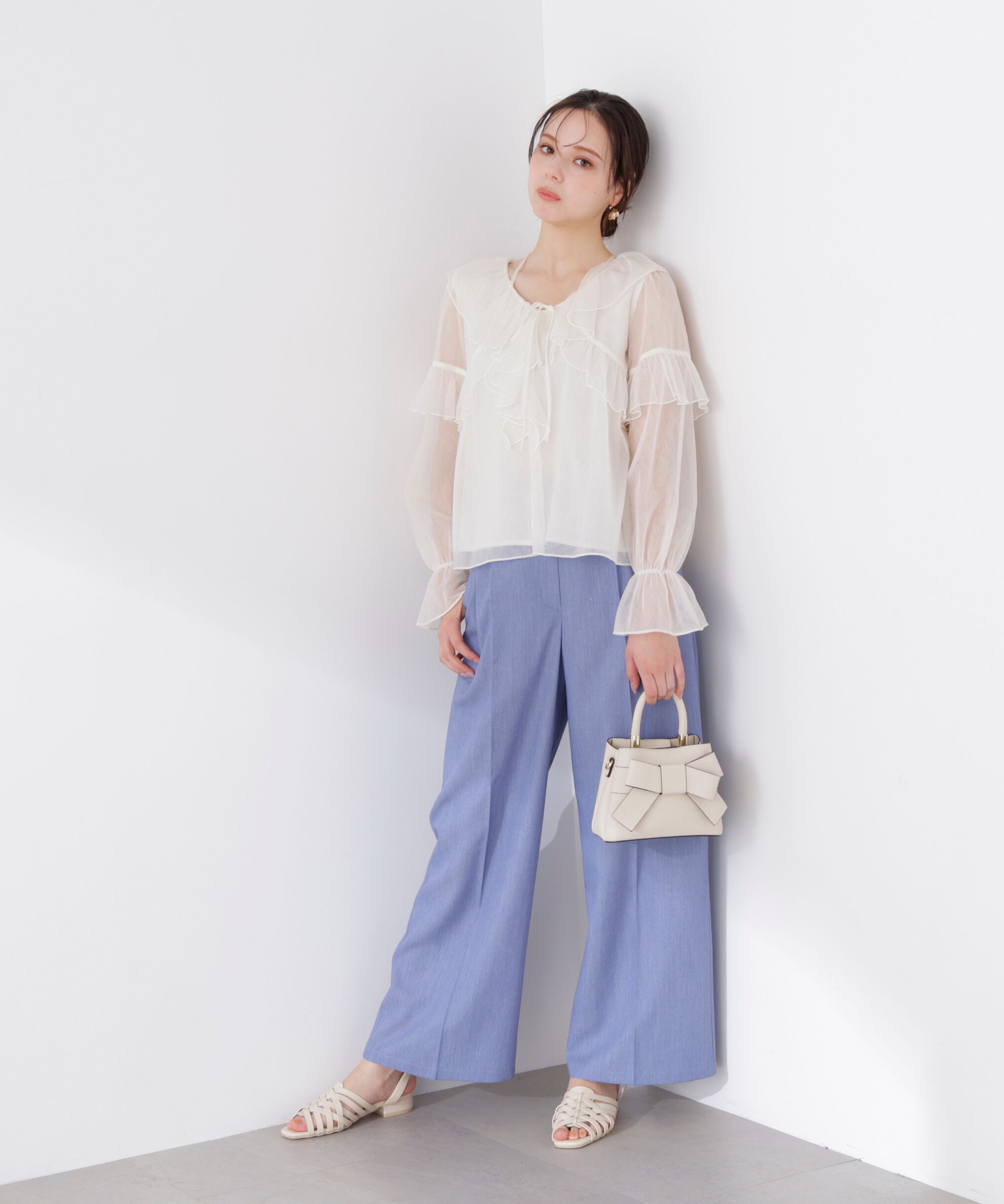 PROPORTION BODY DRESSING「チュールラッフルブラウス　26SS」|シャツ・ブラウス|