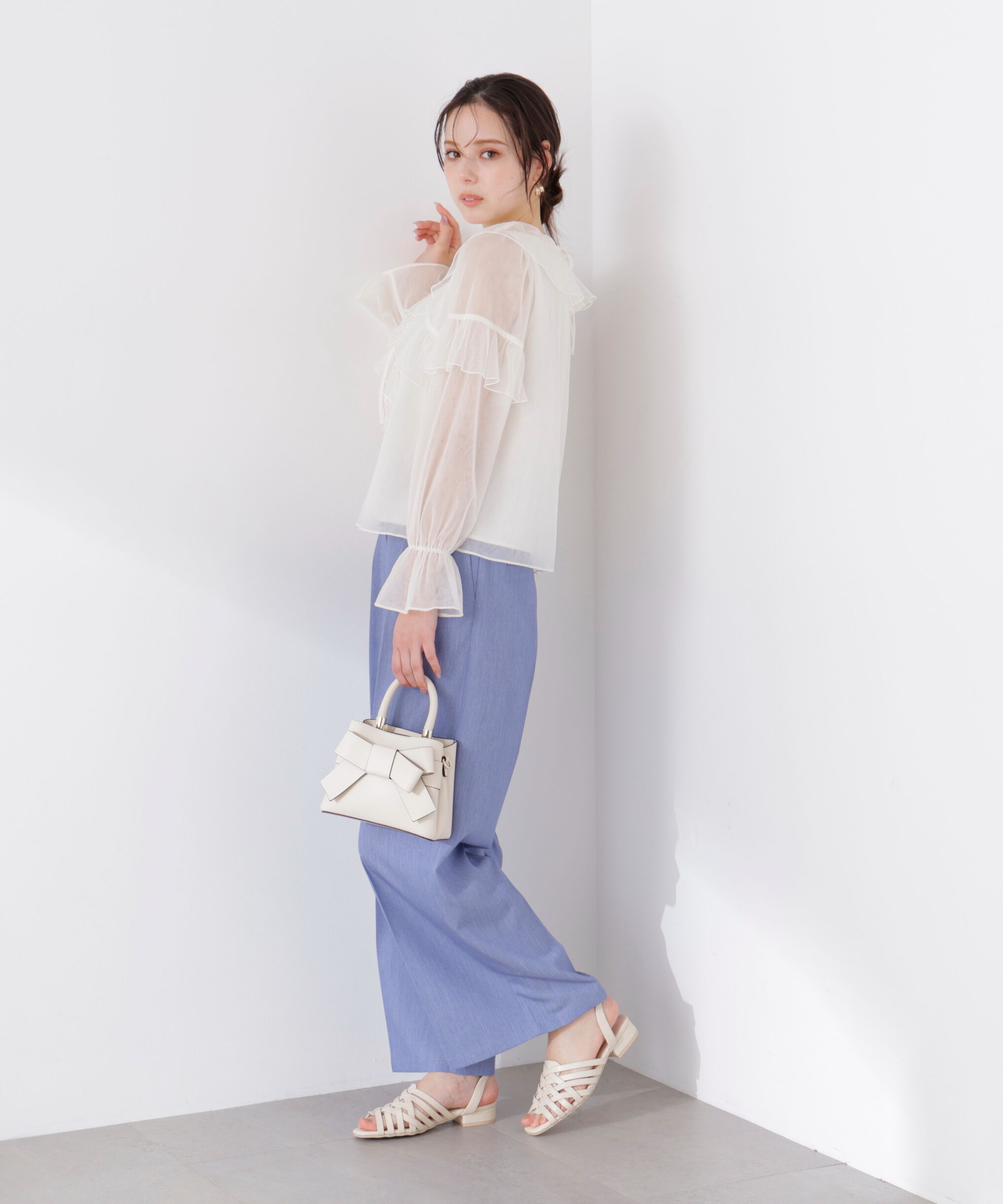 PROPORTION BODY DRESSING「チュールラッフルブラウス　26SS」|シャツ・ブラウス|