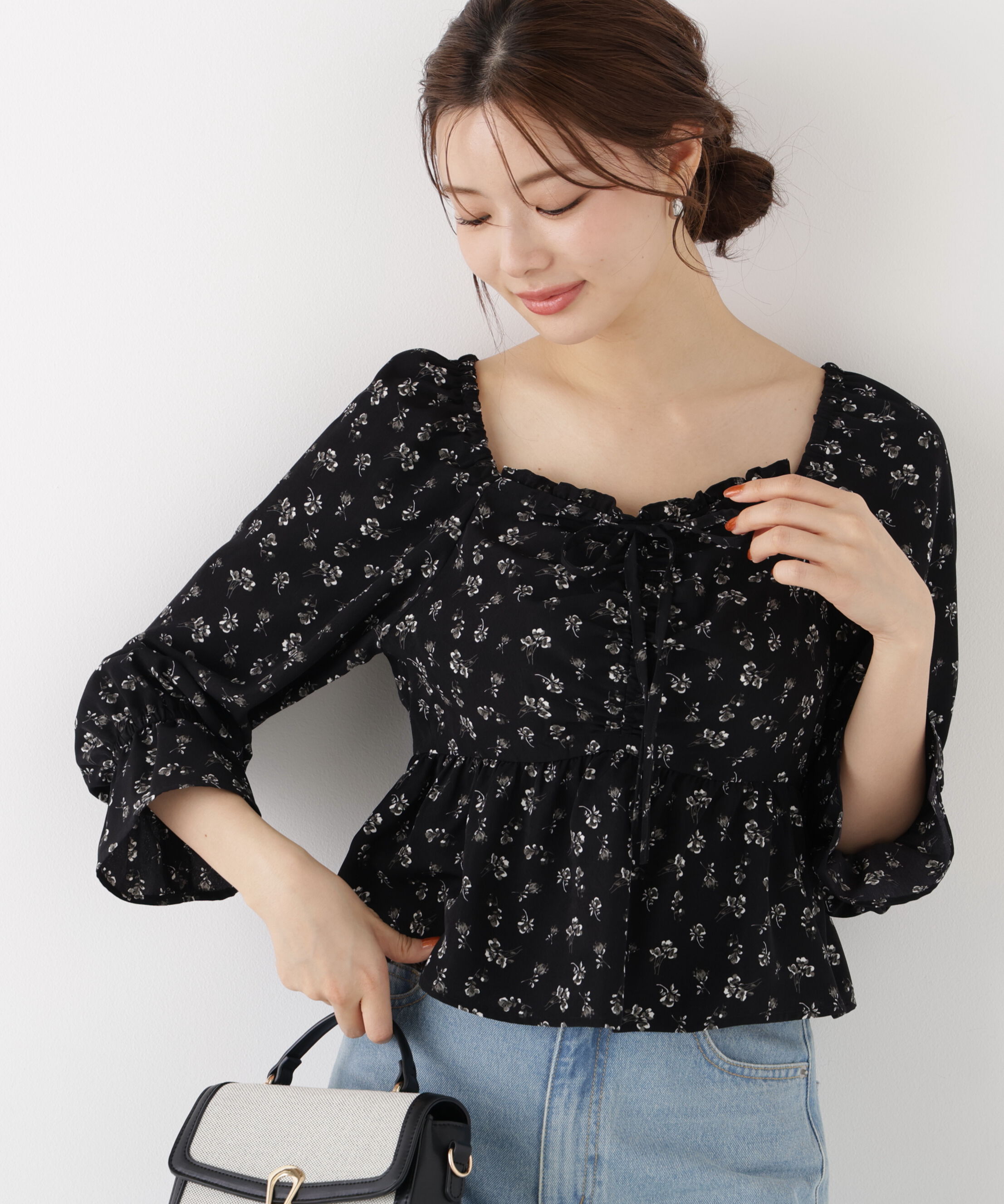 PROPORTION BODY DRESSING「フラワーパターンギャザーブラウス 26AW」|シャツ・ブラウス|