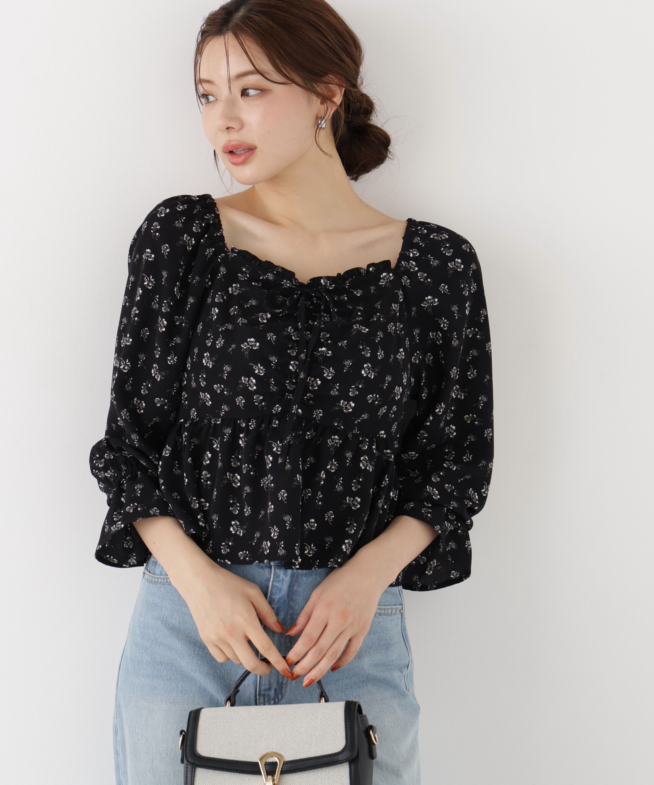PROPORTION BODY DRESSING「フラワーパターンギャザーブラウス 26AW」|シャツ・ブラウス|