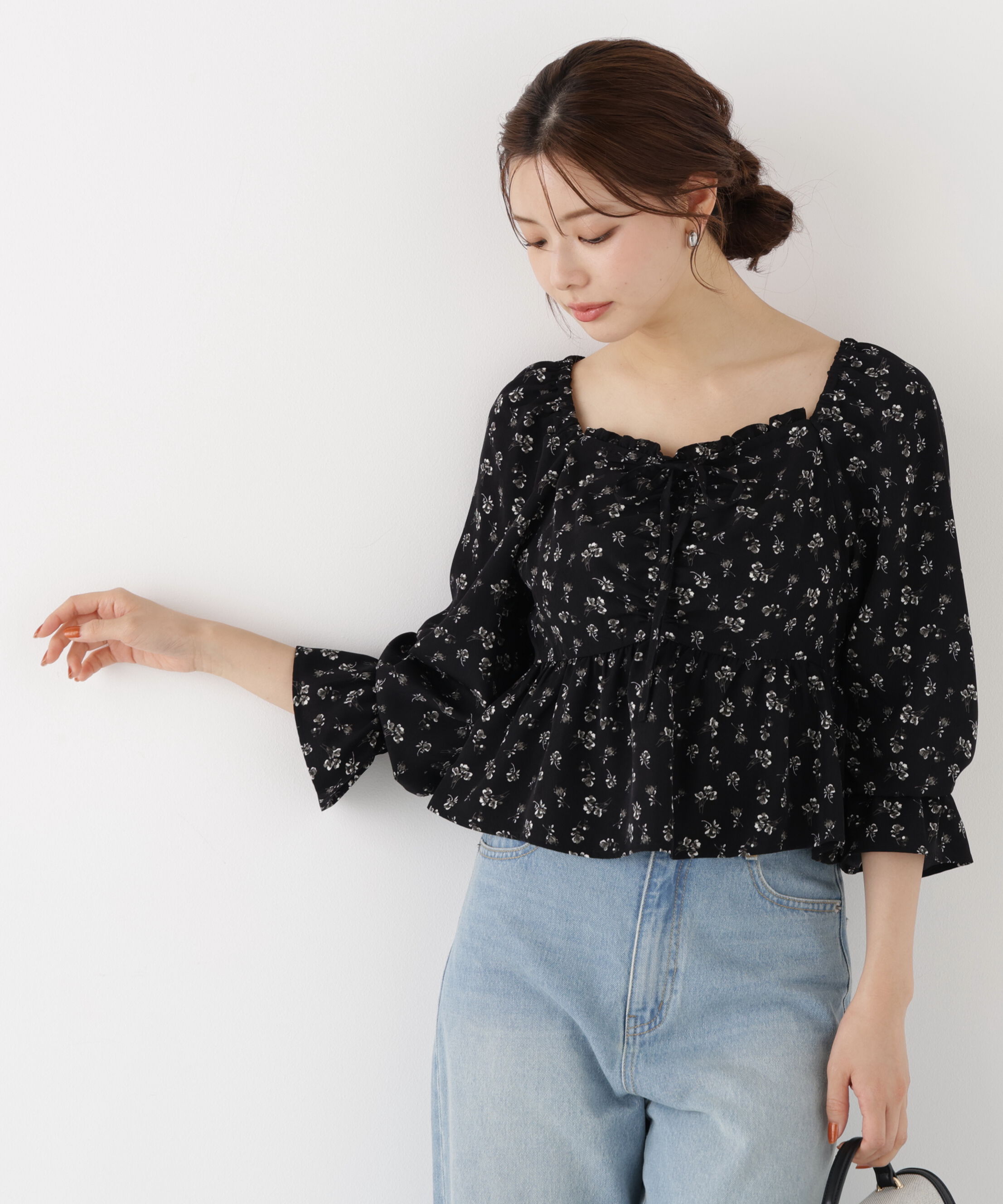 PROPORTION BODY DRESSING「フラワーパターンギャザーブラウス 26AW」|シャツ・ブラウス|
