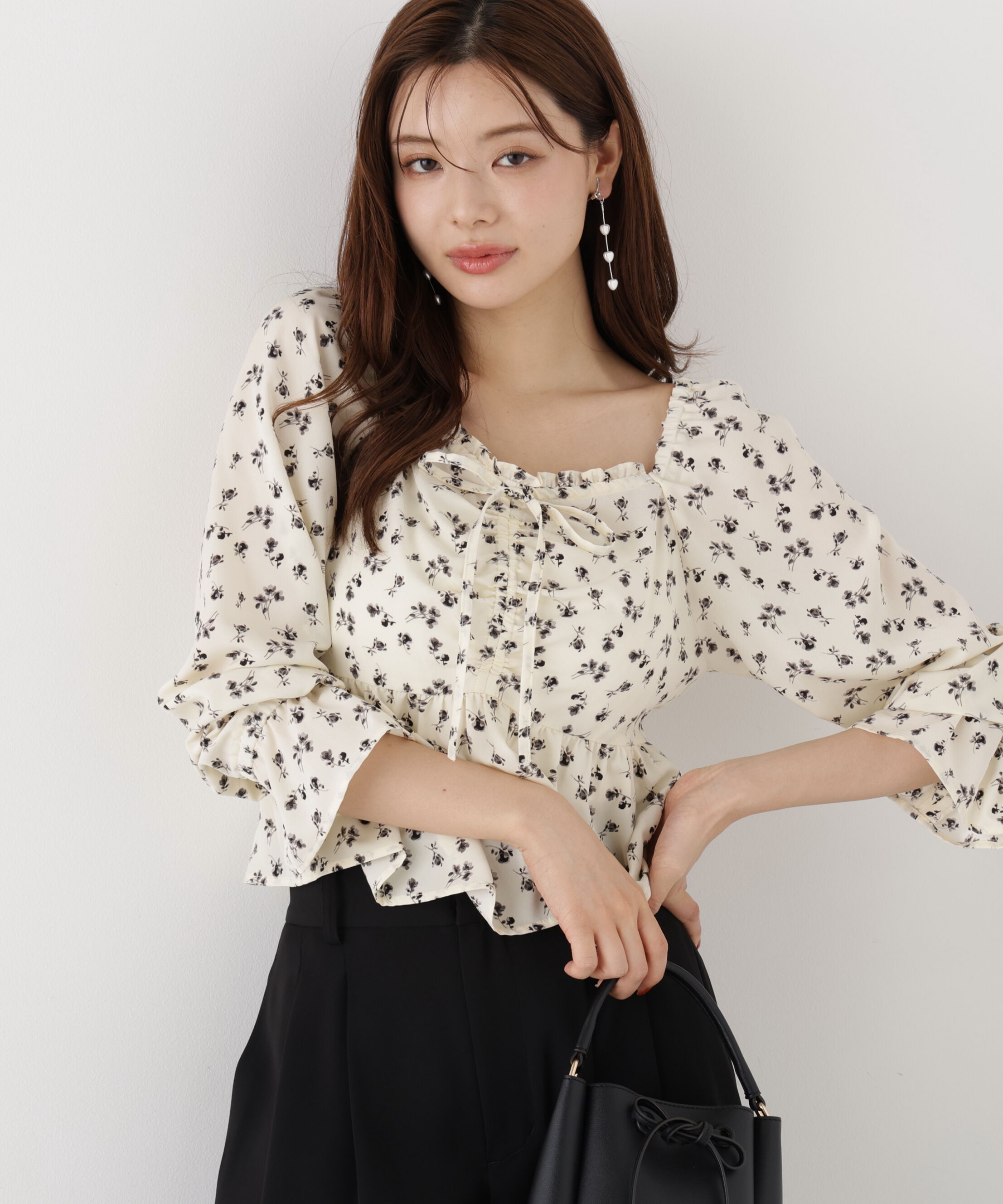 PROPORTION BODY DRESSING「フラワーパターンギャザーブラウス 26AW」|シャツ・ブラウス|