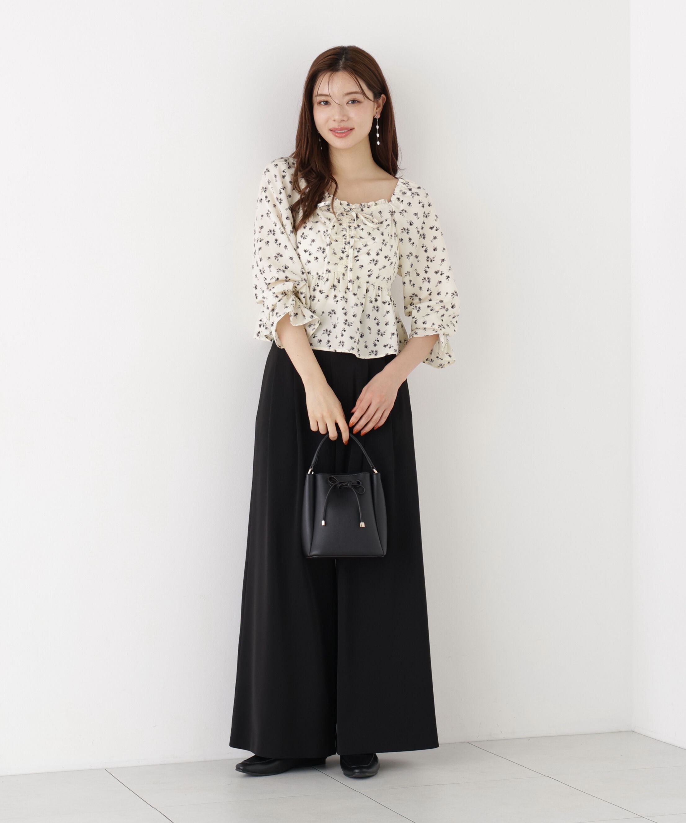 PROPORTION BODY DRESSING「フラワーパターンギャザーブラウス 26AW」|シャツ・ブラウス|