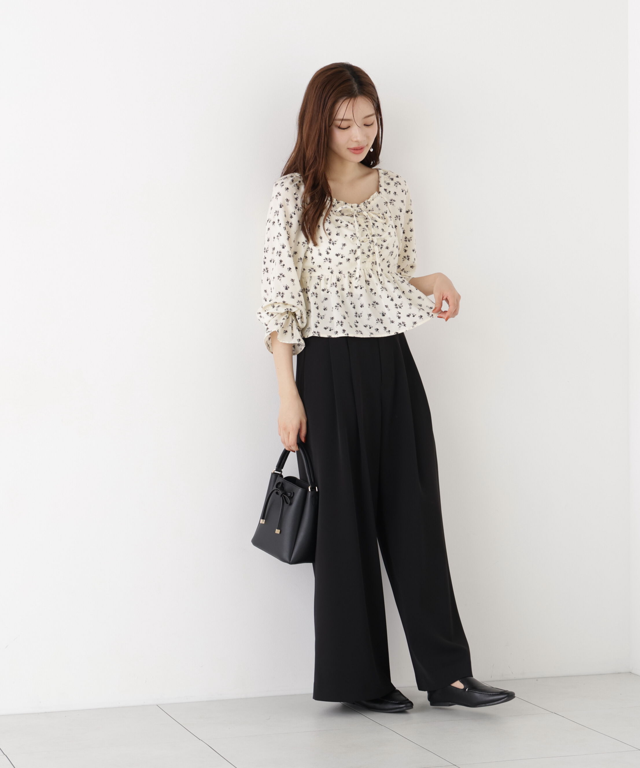 PROPORTION BODY DRESSING「フラワーパターンギャザーブラウス 26AW」|シャツ・ブラウス|