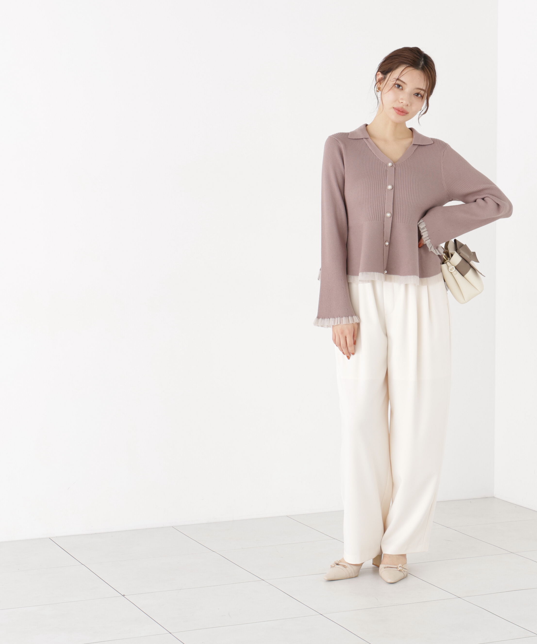 PROPORTION BODY DRESSING「シアー切り替えペプラムニット 26AW」|ニット・セーター|