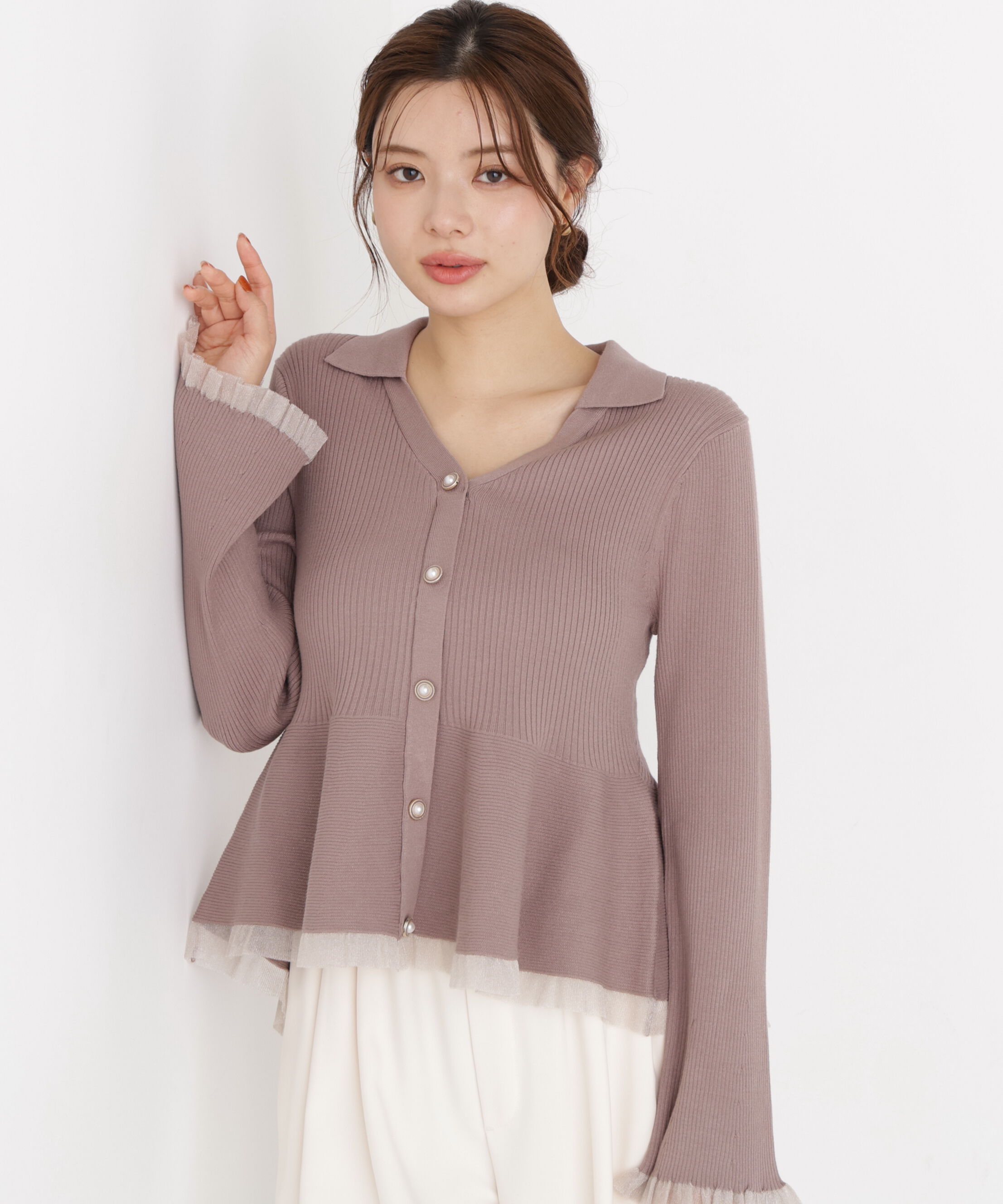 PROPORTION BODY DRESSING「シアー切り替えペプラムニット 26AW」|ニット・セーター|