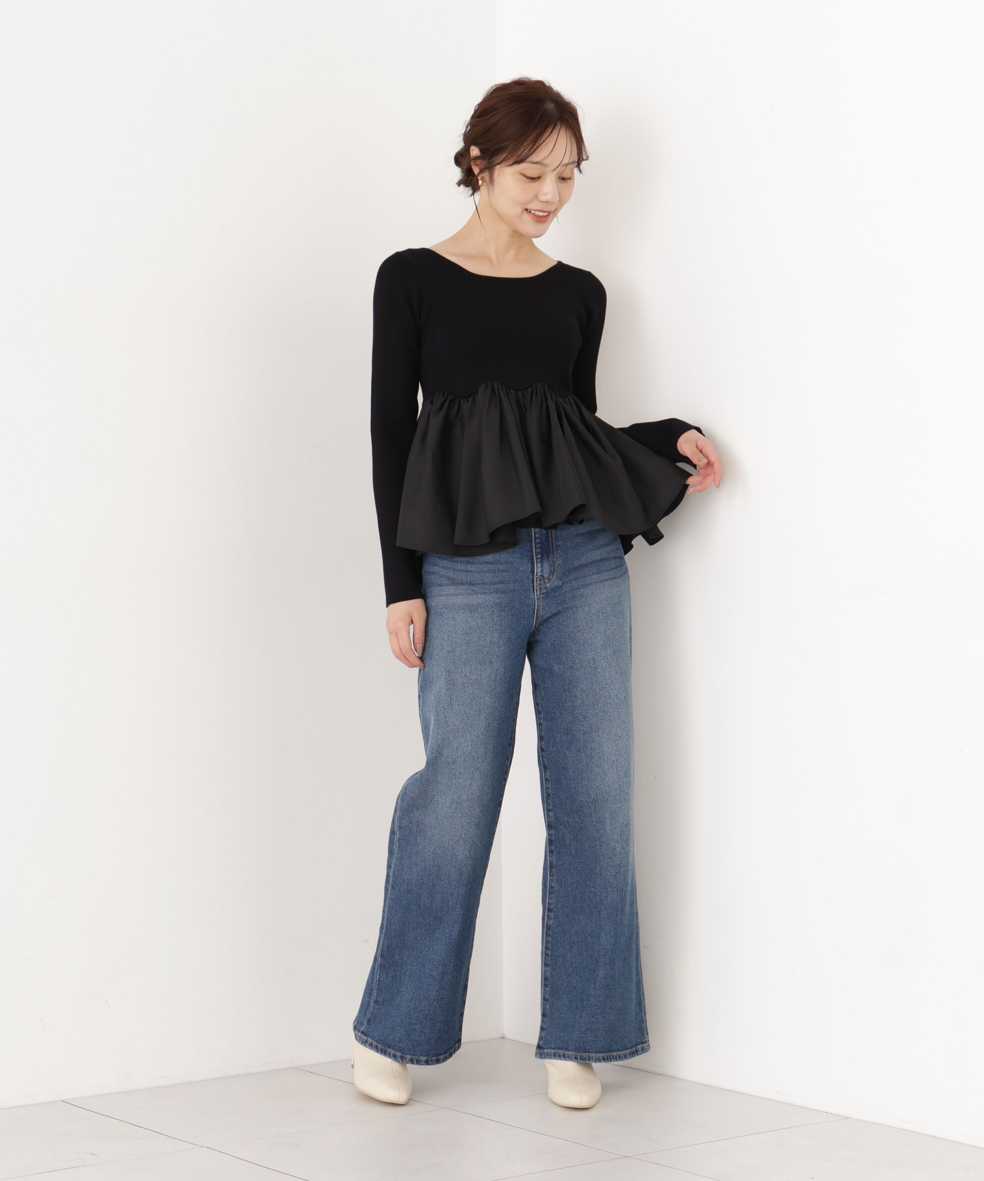  「＜a/mie＞チューリップペプラムヘムニット 26AW」|ニット・セーター|