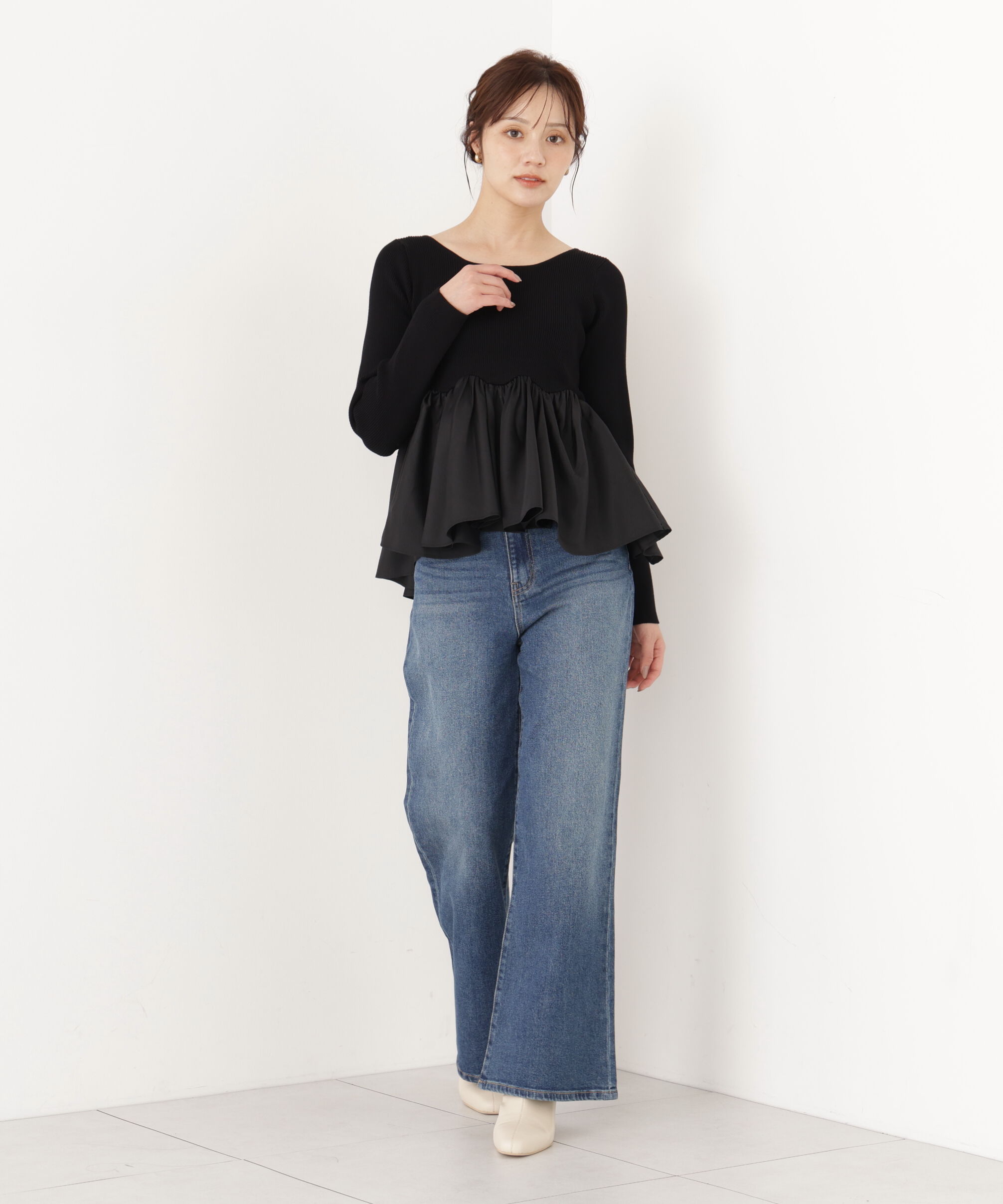  「＜a/mie＞チューリップペプラムヘムニット 26AW」|ニット・セーター|