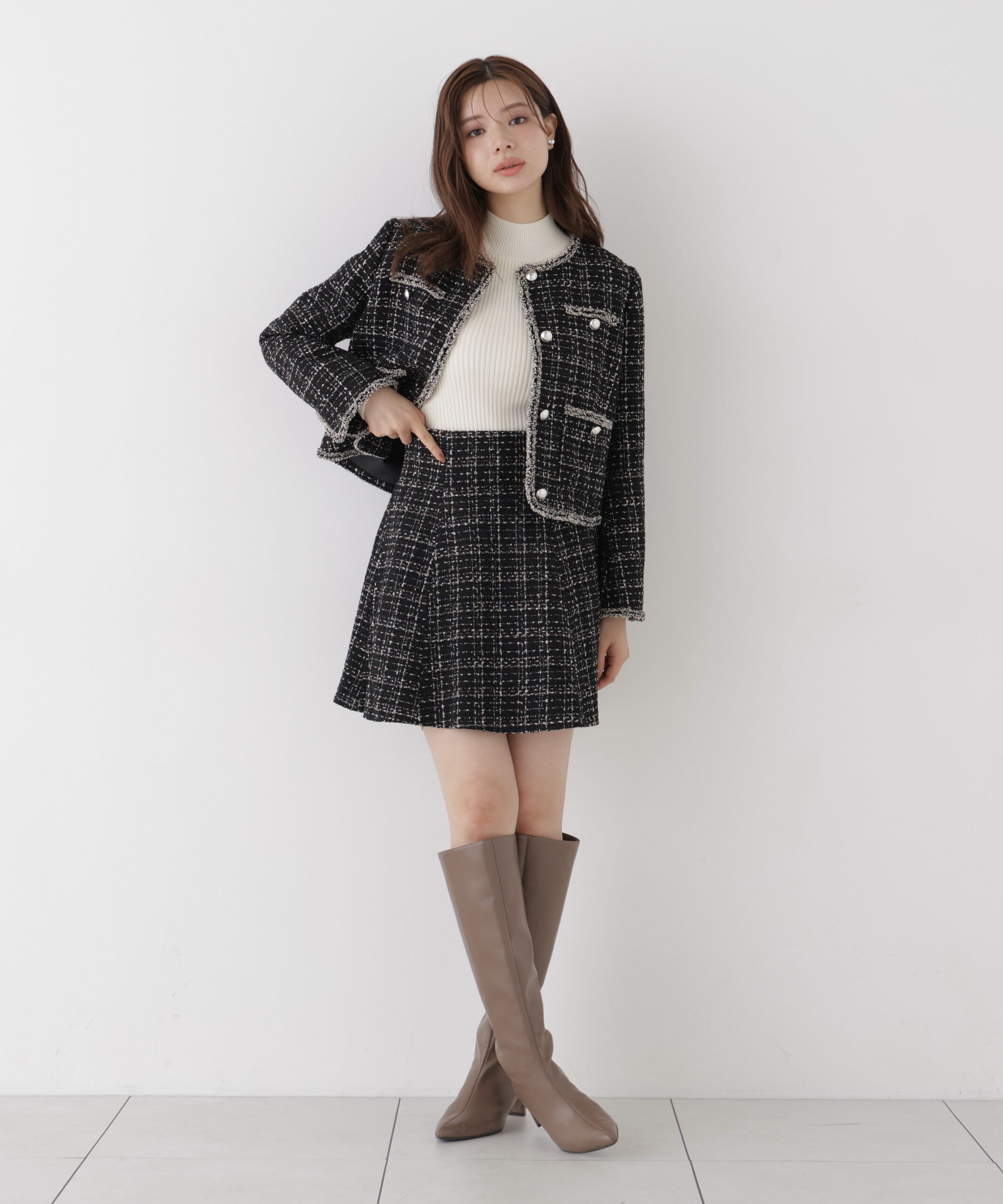 PROPORTION BODY DRESSING「ツイードミニフレアスカート」|スカート|