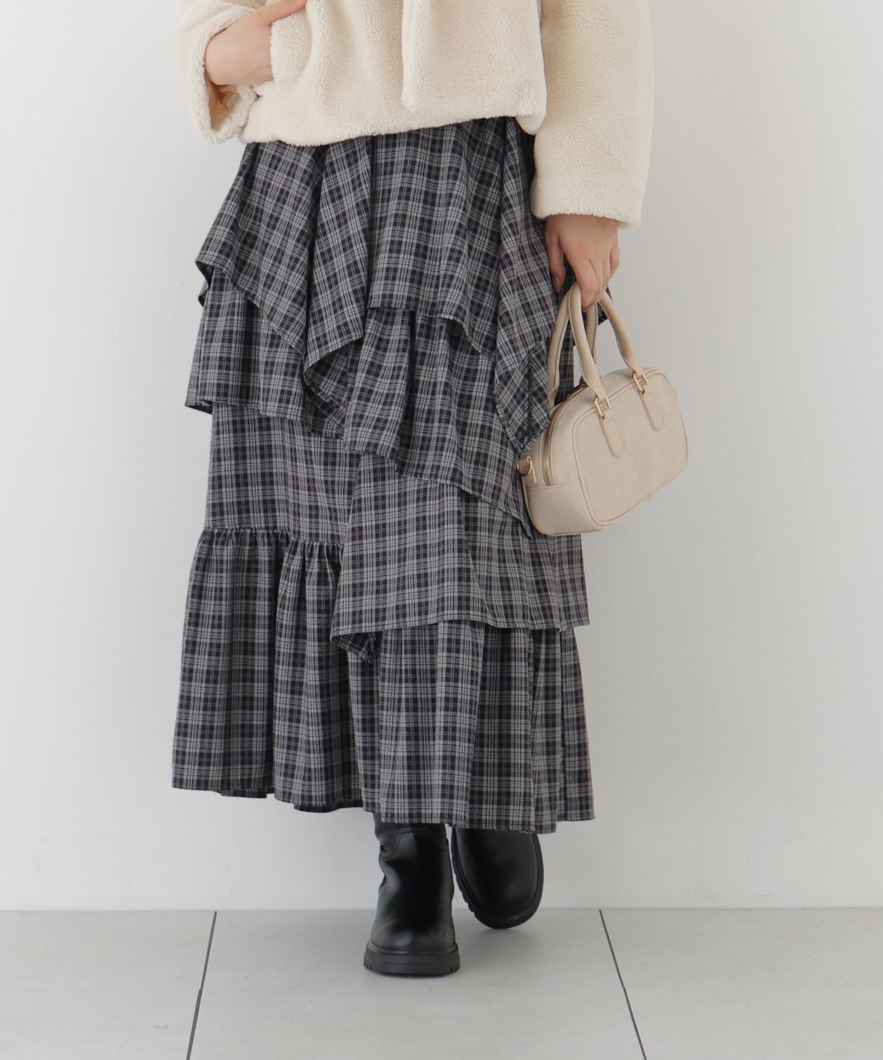 PROPORTION BODY DRESSING「チェック柄ティアードスカート」|スカート|