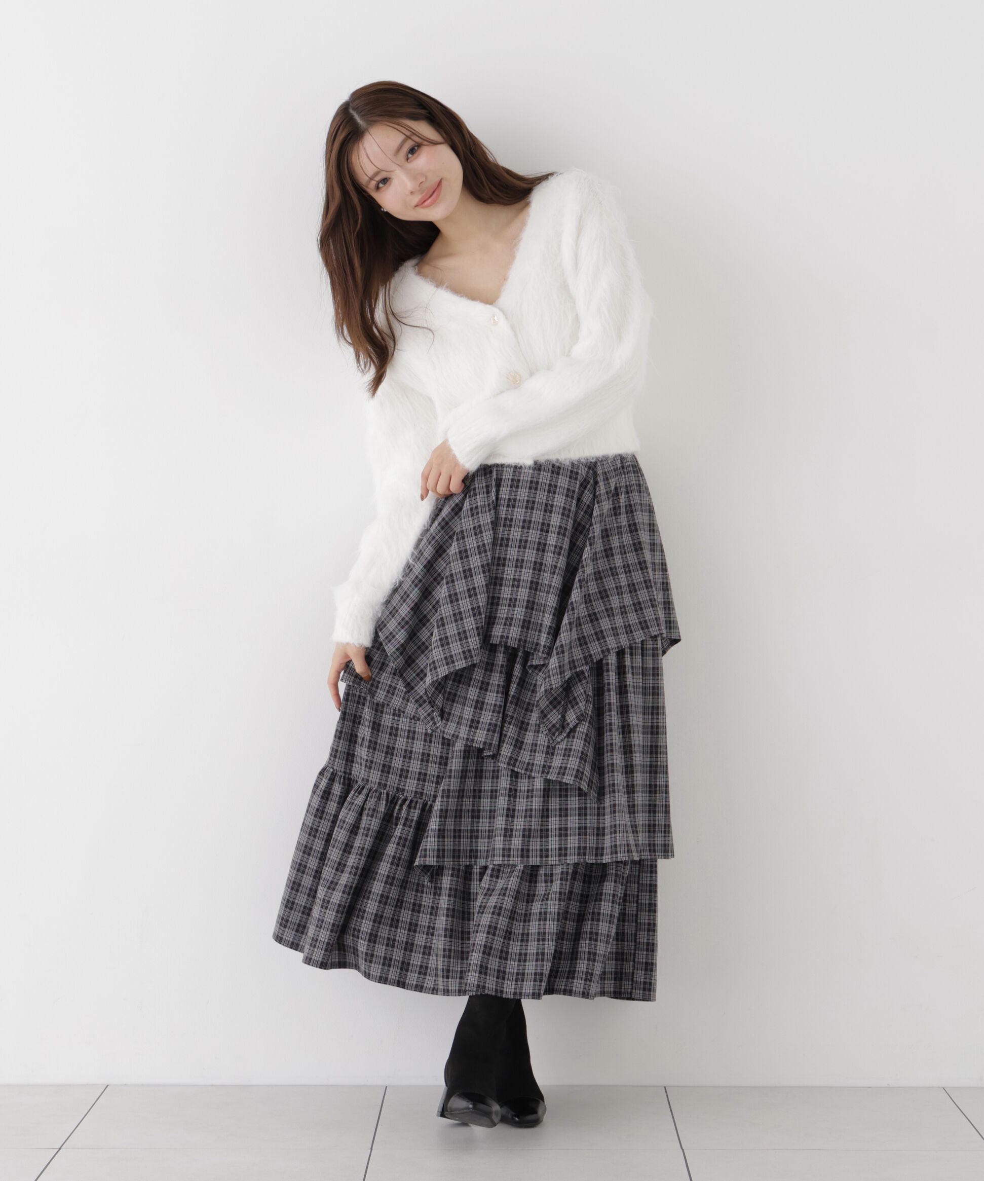 PROPORTION BODY DRESSING「チェック柄ティアードスカート」|スカート|