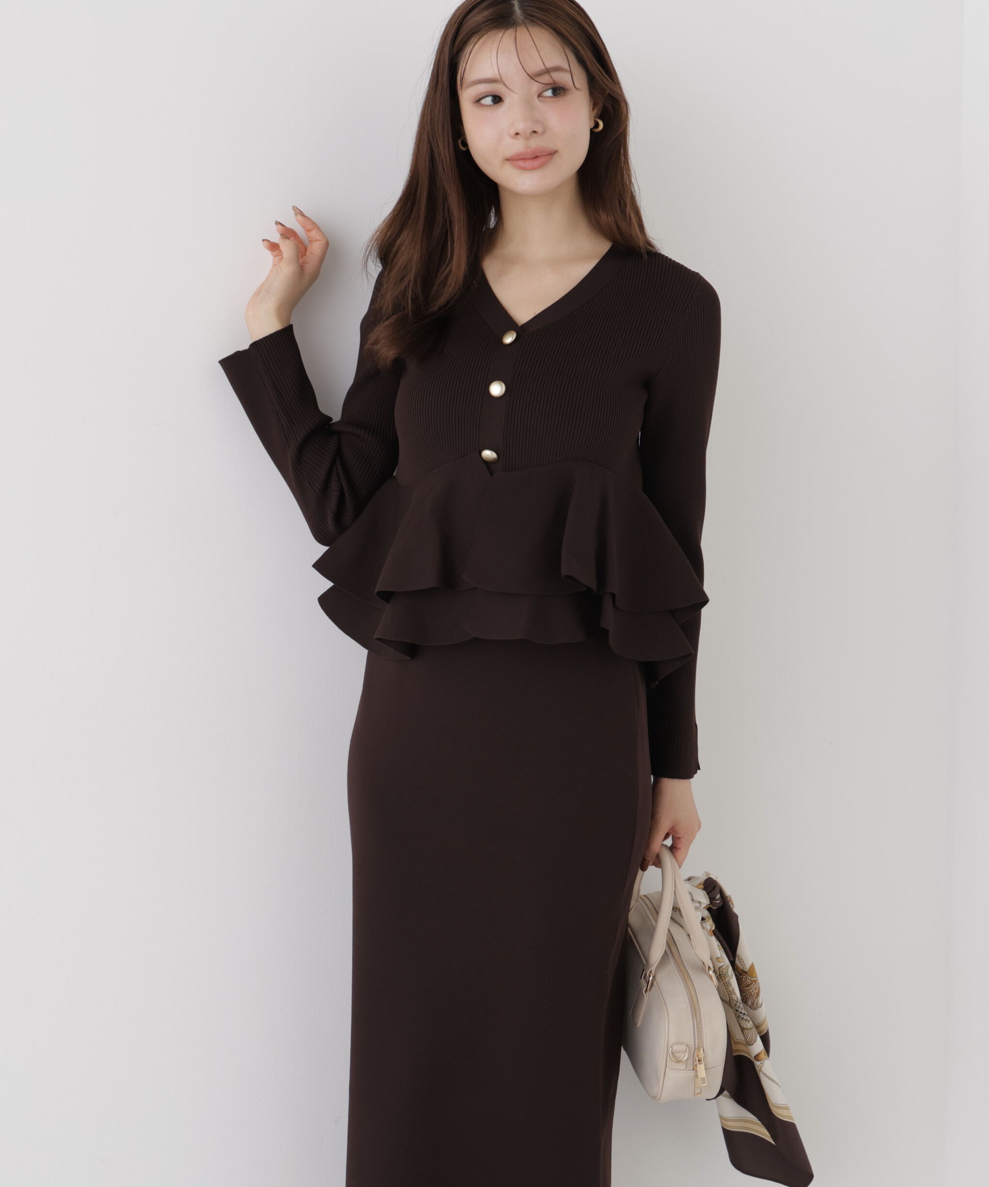 PROPORTION BODY DRESSING「変形ペプラムニットセットアップ 26AW」|ワンピース|