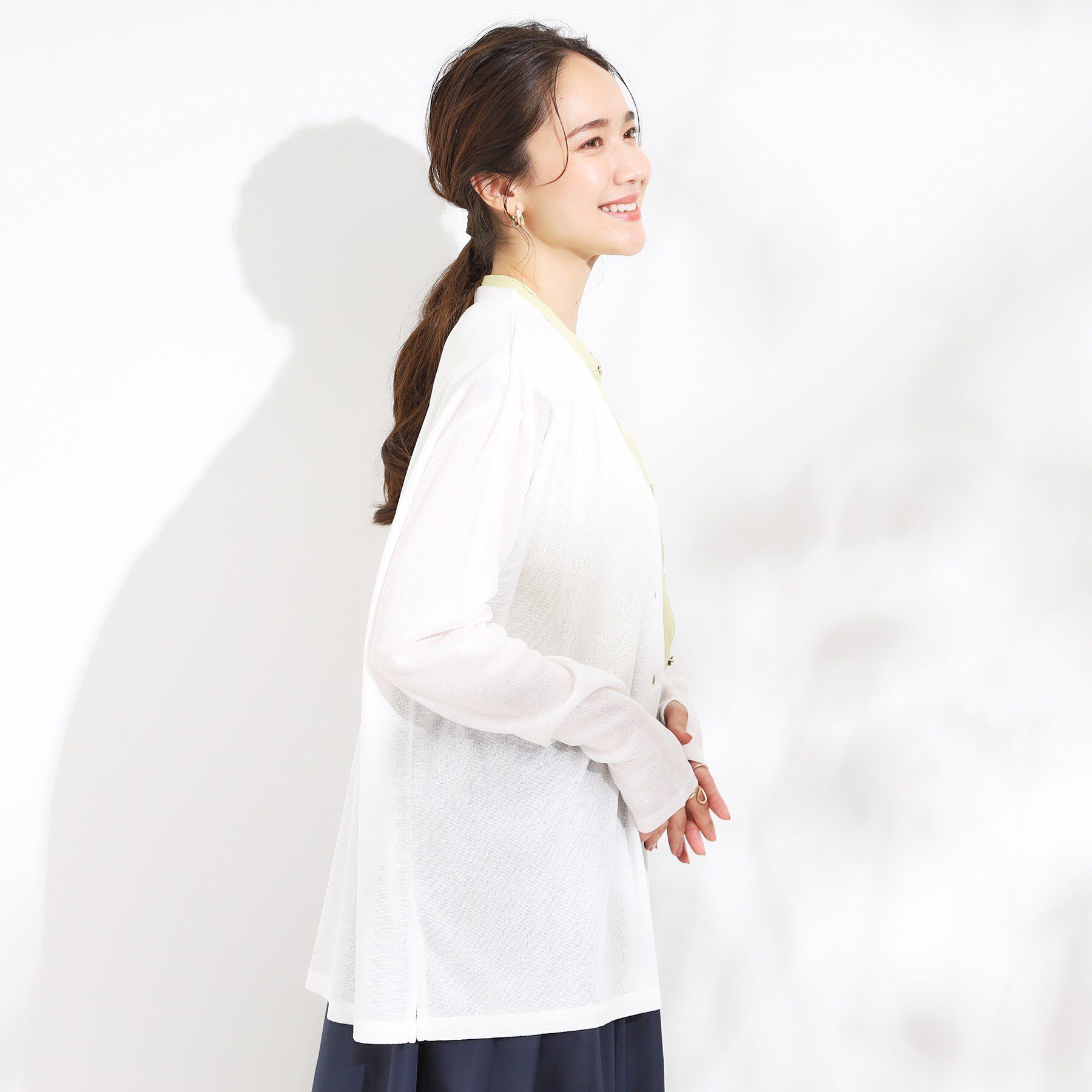 SHOO･LA･RUE「【S-LL/ひんやり/UV】手の甲まで隠れる トッパーカーディガン」|カーディガン|