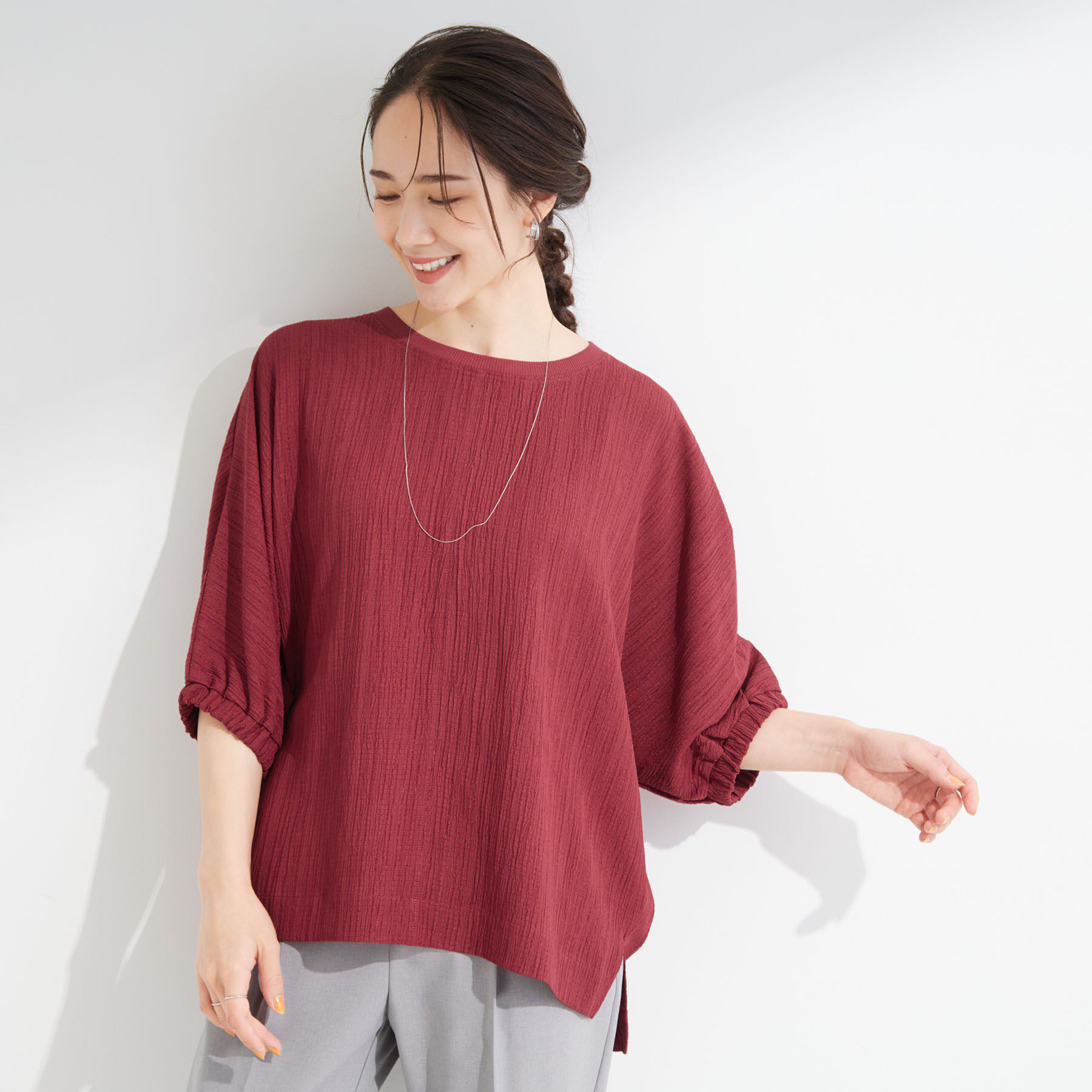 SHOO･LA･RUE「【インせず着られる/洗濯後しわになりにくい】しぼしぼドルマンブラウス」|シャツ・ブラウス|