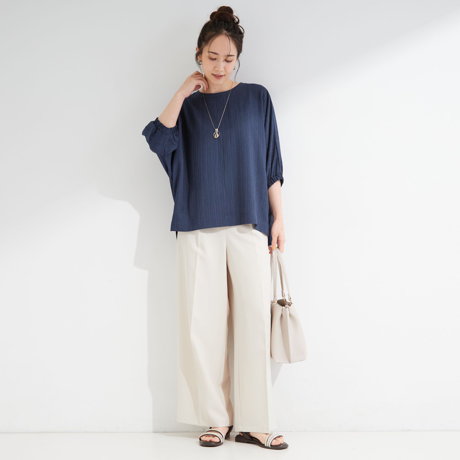 SHOO･LA･RUE「【インせず着られる/洗濯後しわになりにくい】しぼしぼドルマンブラウス」|シャツ・ブラウス|
