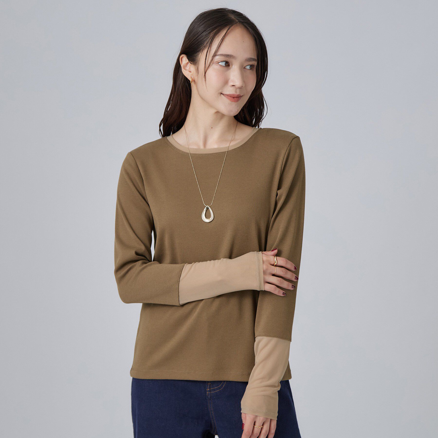 SHOO･LA･RUE「【S-LL/洗濯機可】レイヤードの幅広がる お袖チュールトップス」|Tシャツ・カットソー|