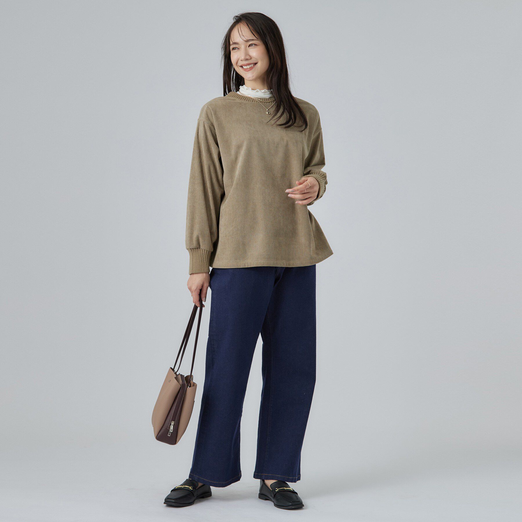 SHOO･LA･RUE「【S-LL/洗濯機可/前後2WAY】大人上品にきまる コーデュロイトップス」|Tシャツ・カットソー|