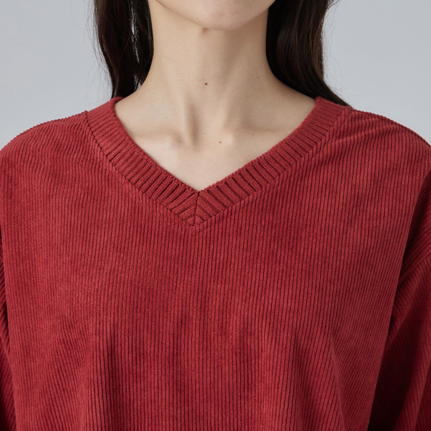 SHOO･LA･RUE「【S-LL/洗濯機可/前後2WAY】大人上品にきまる コーデュロイトップス」|Tシャツ・カットソー|