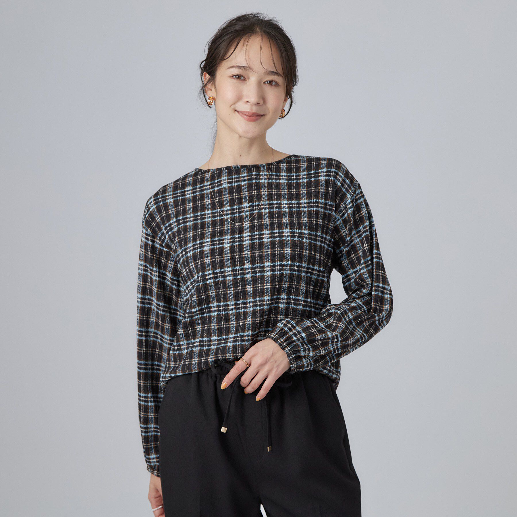 SHOO･LA･RUE「【洗濯機可/S-LL】ブラウス見え叶う。カット楊柳アソートトップス」|Tシャツ・カットソー|