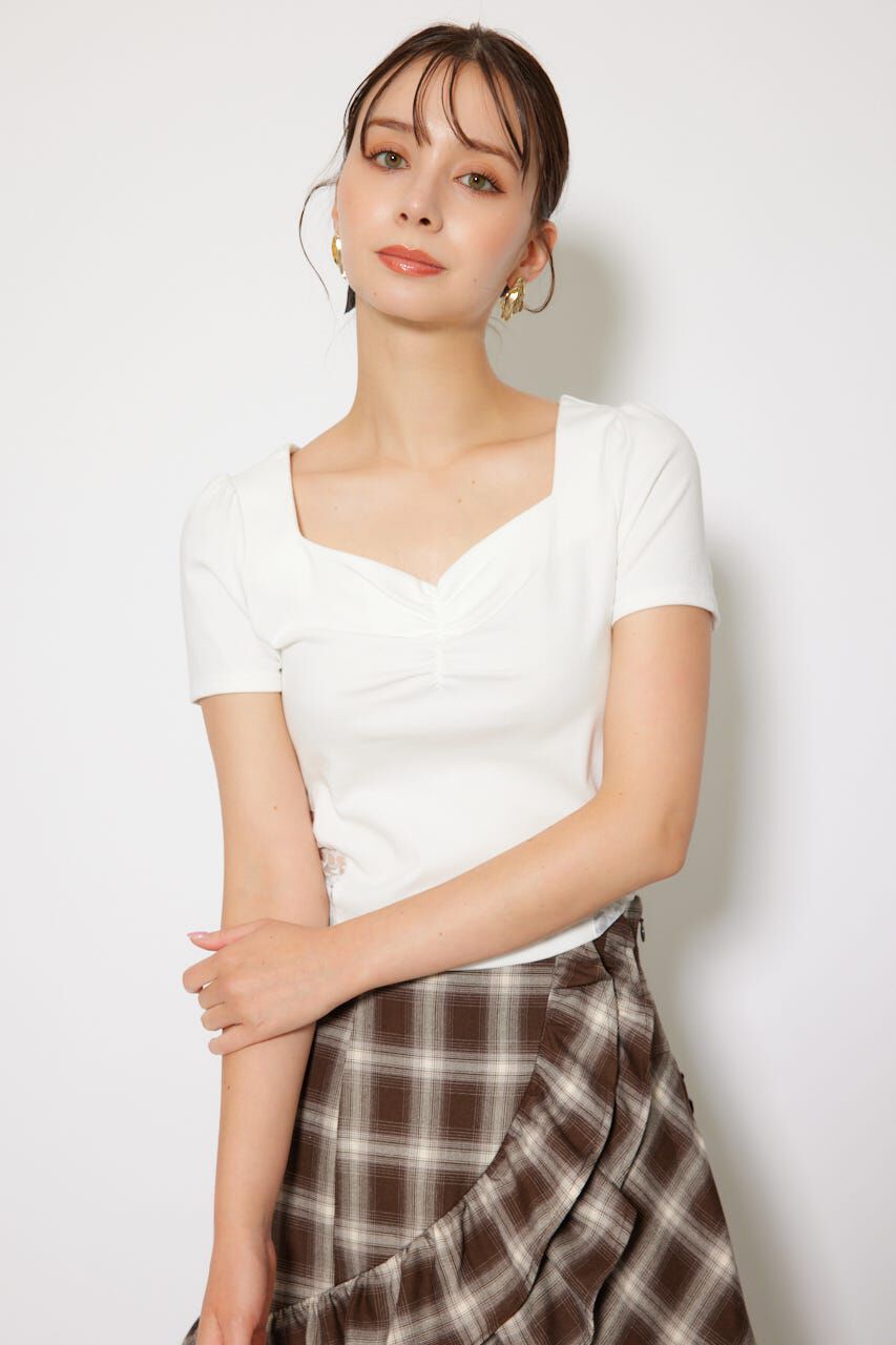 rienda「レースカッティングタイトトップス」|Tシャツ・カットソー|