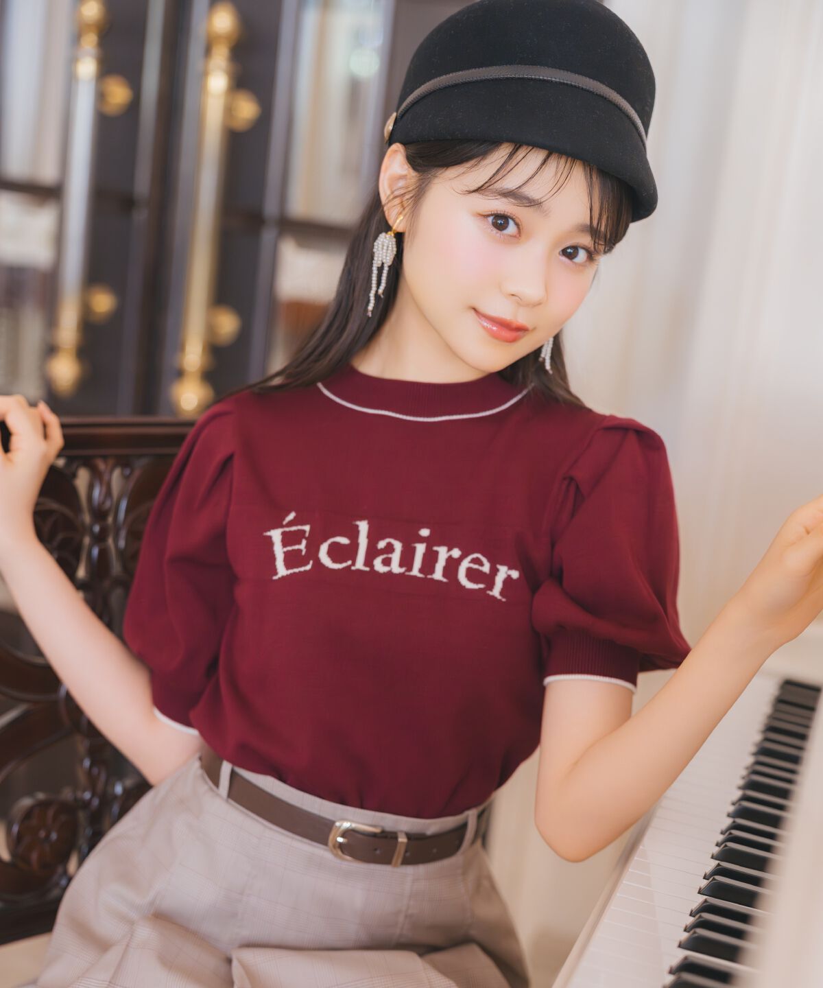 WILLSELECTION「ジャガードロゴパフニット」|ニット・セーター|ボルドー