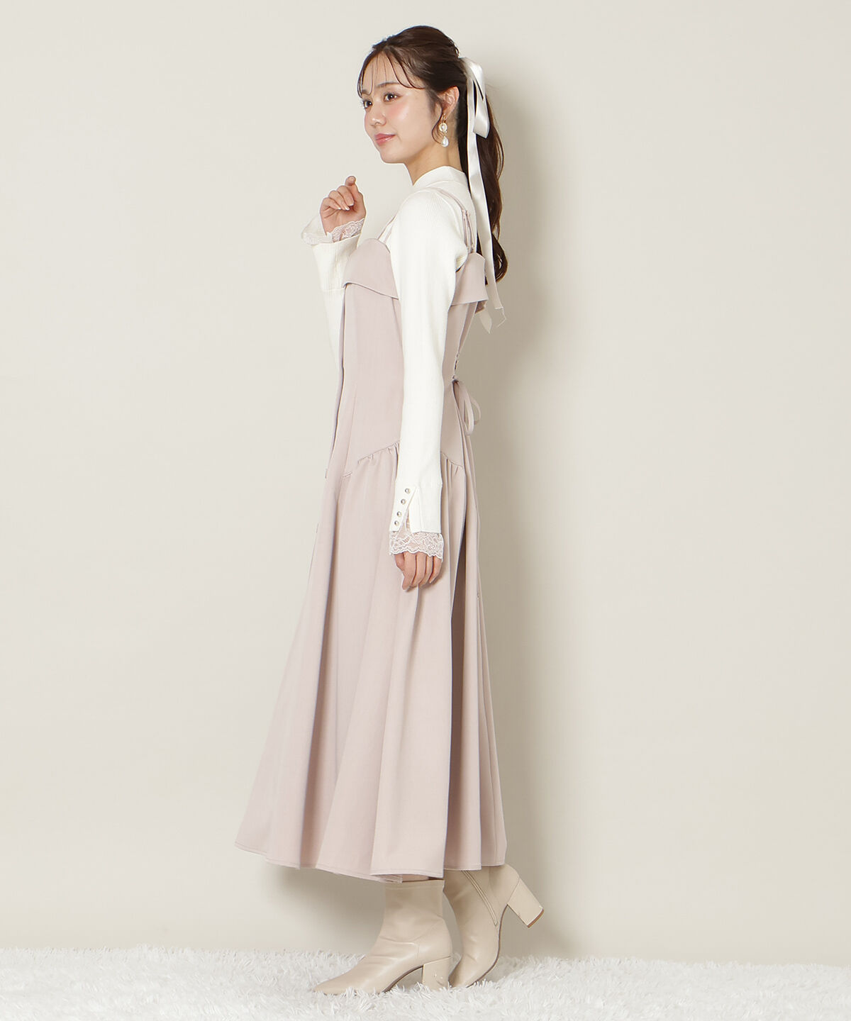 WILLSELECTION「ギャザー切替ストラップキャミワンピース」|ワンピース|