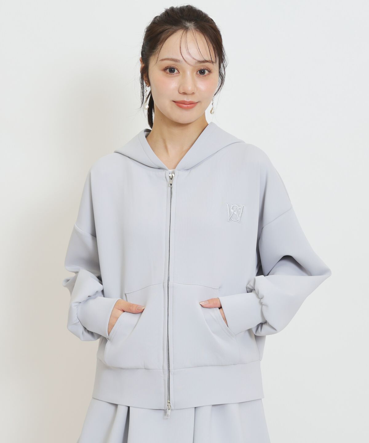 WILLSELECTION「ロゴ刺繍オーバーサイズフーディ」|パーカー|ブルー