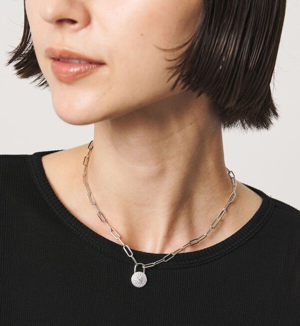 UNITED ARROWS「ラウンド ロック パヴェ チェーン ネックレス」|ネックレス|SILVER